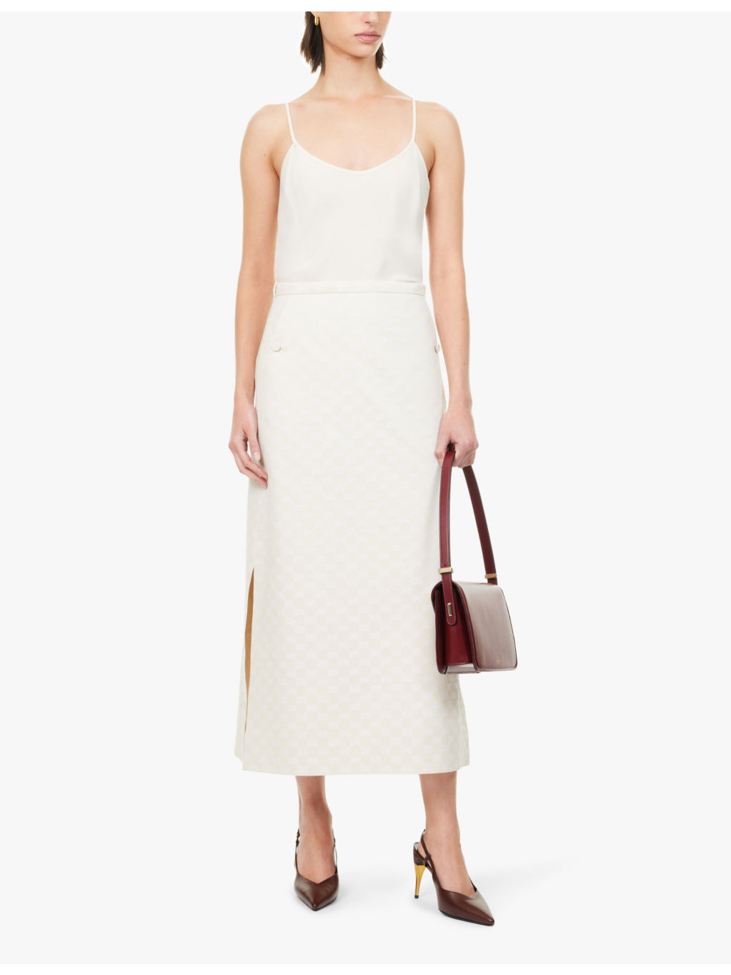 GG monogram-print woven-blend midi skirt - 2