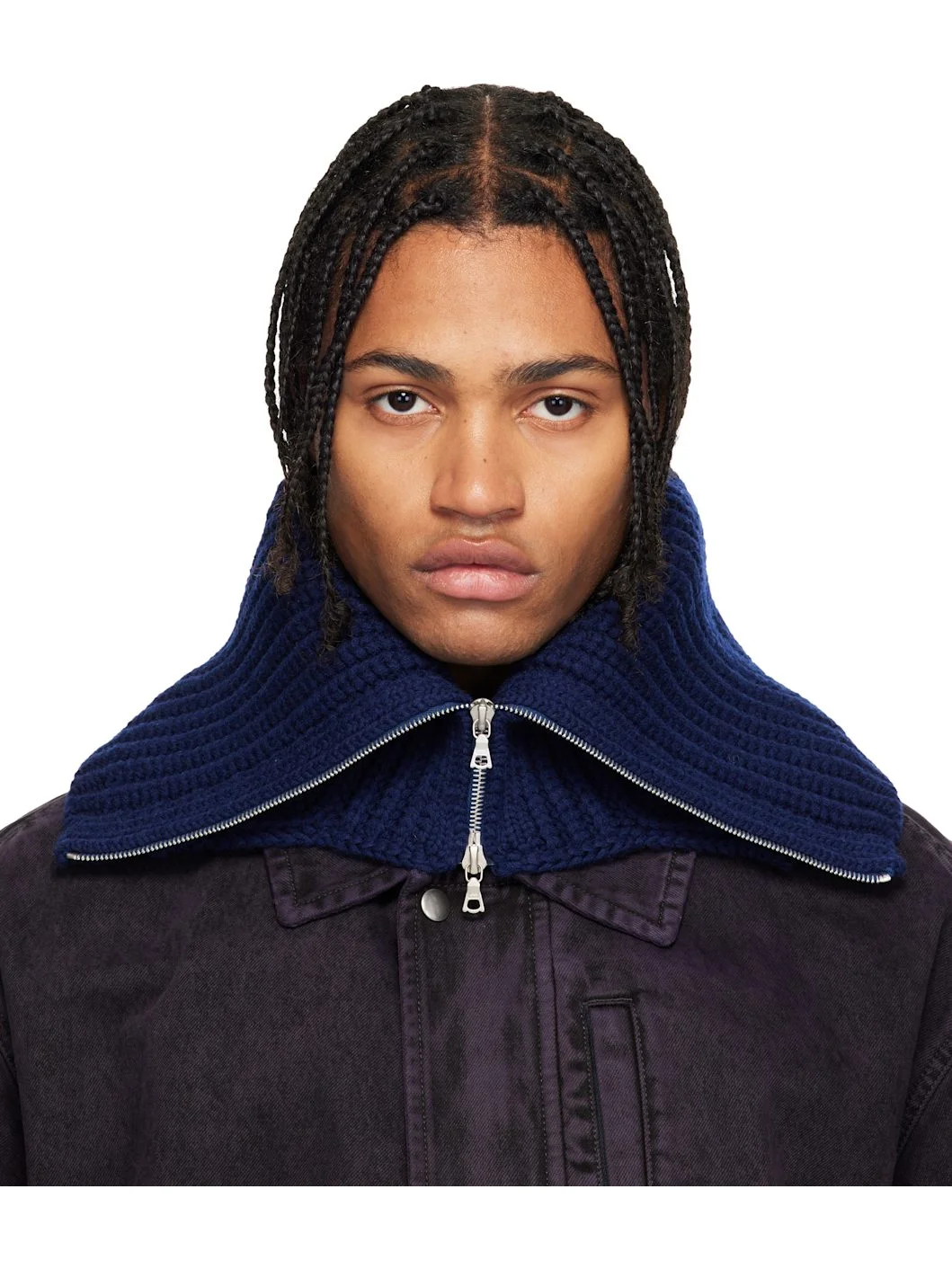 Navy Wool Collar - 1