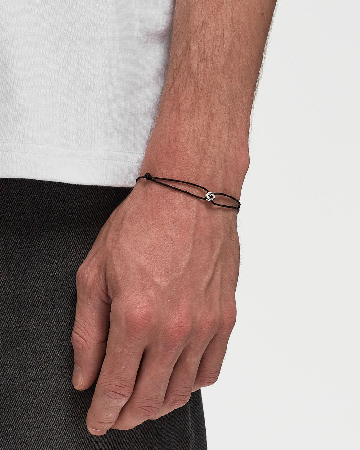 1g-polished sterling silver-entrelacs black-cord-bracelet - 2