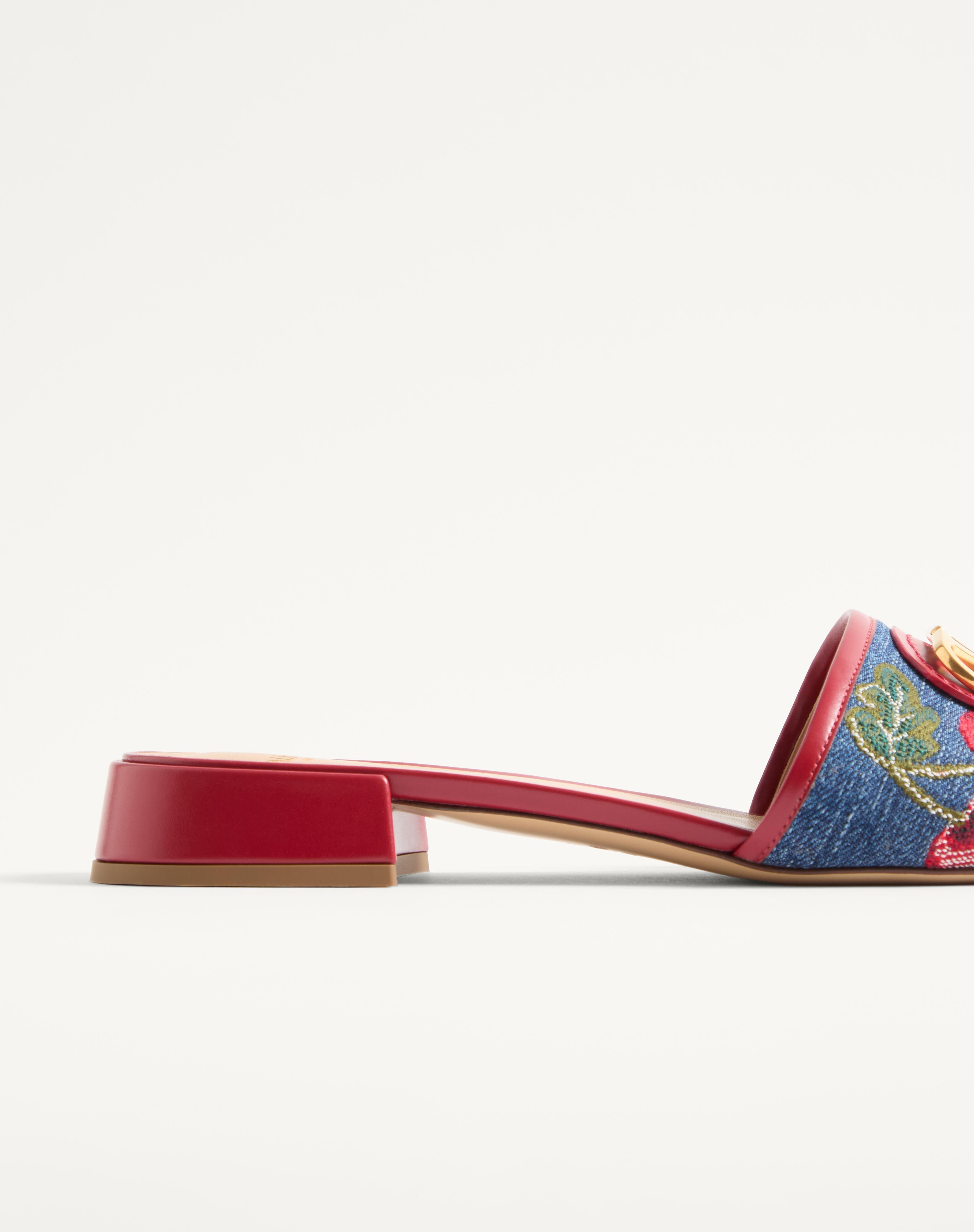 VLOGO SIGNATURE DENIM SLIDE SANDAL WITH CHERRYFIC EMBROIDERY 20MM - 7