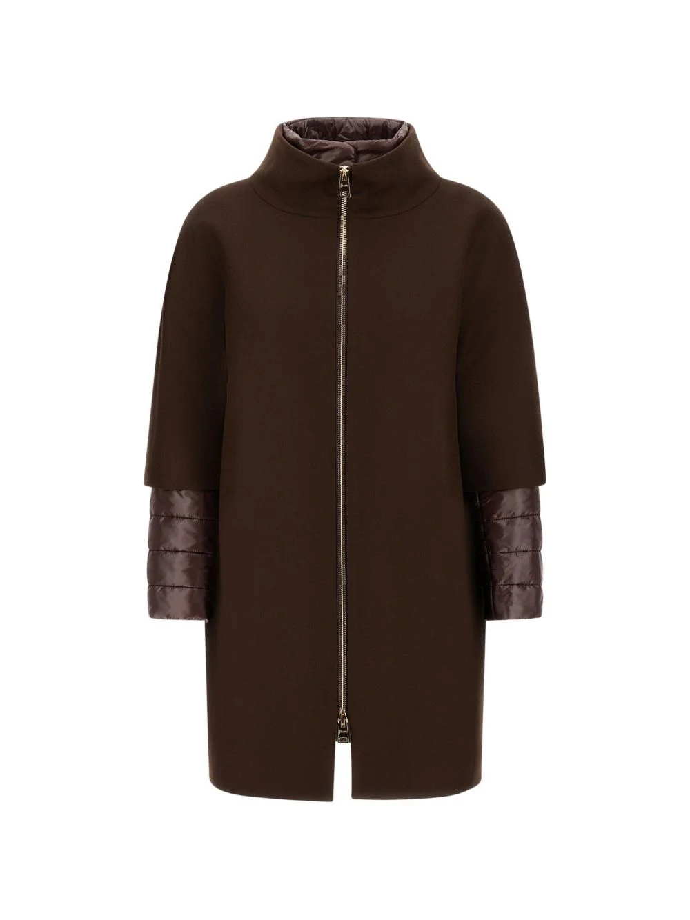 nylon-ultralight bib wool coat - 1