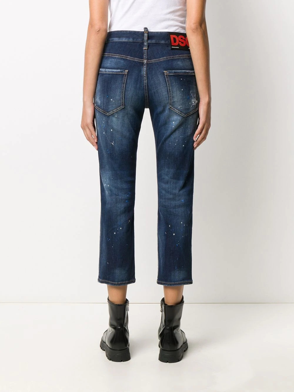 distressed-effect cropped denim jeans - 4