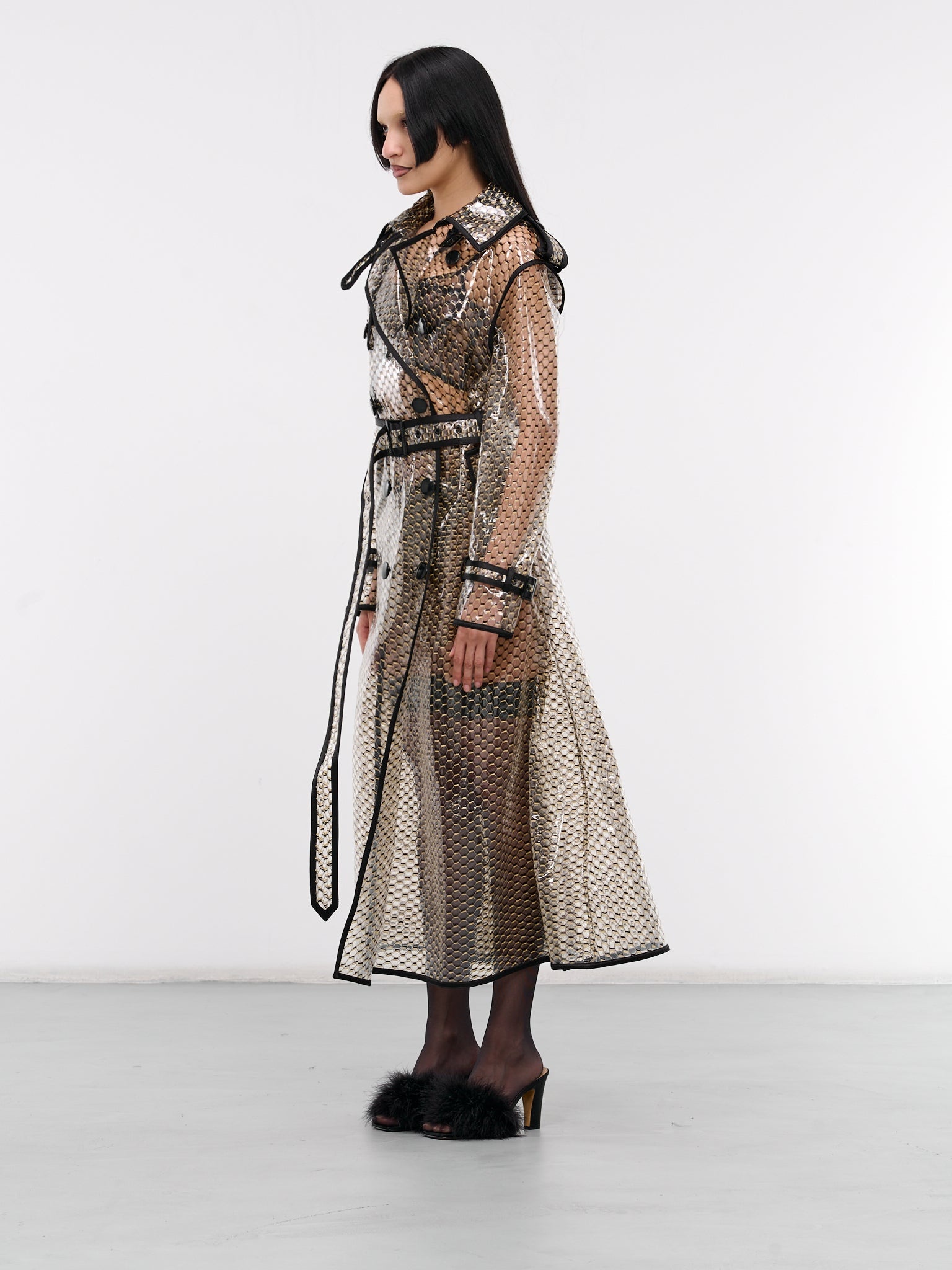 Hexagon Transparent Trench Coat - 2