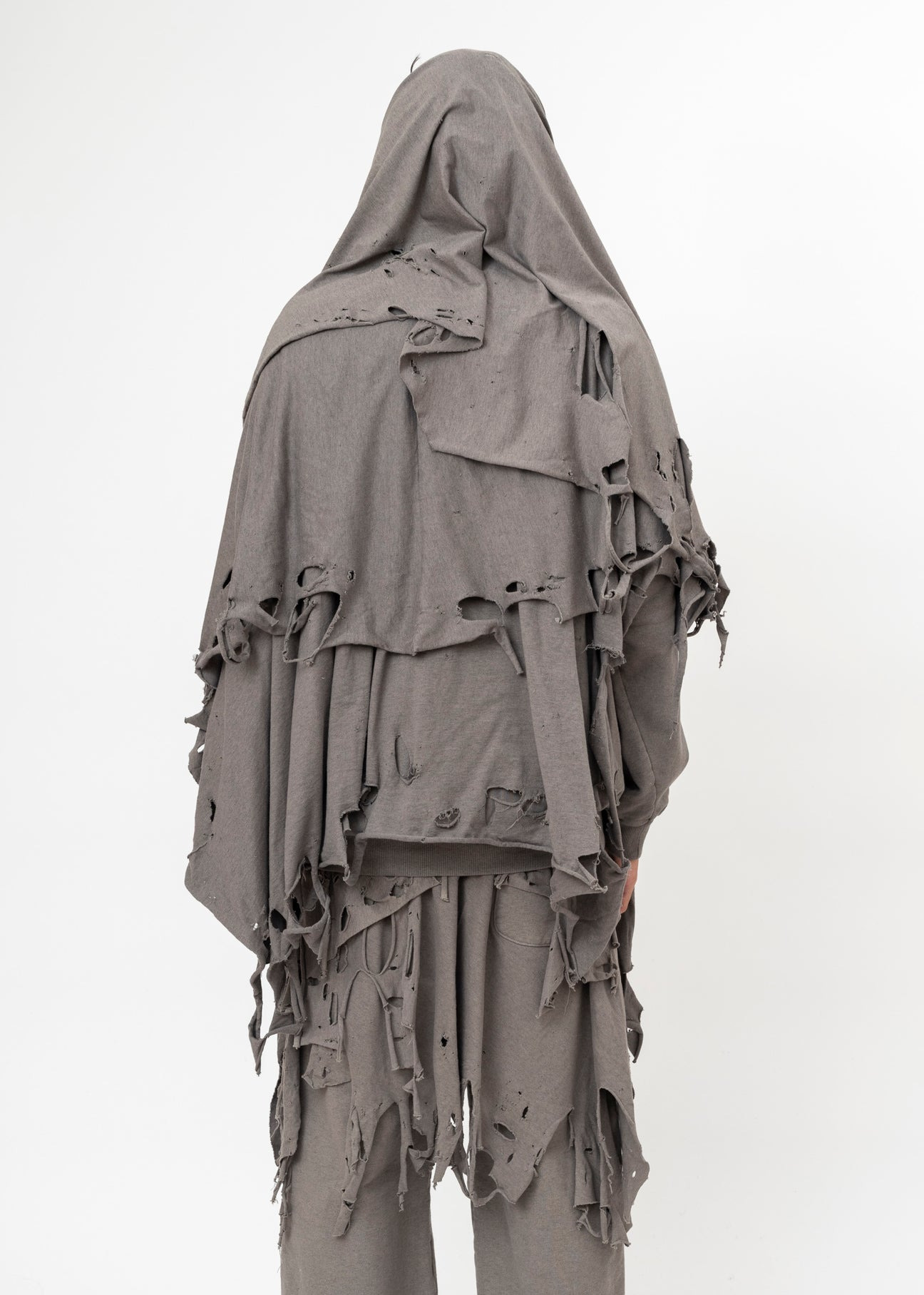 GREY DOUBLET PHANTOM FRAYED HOODIE - 3