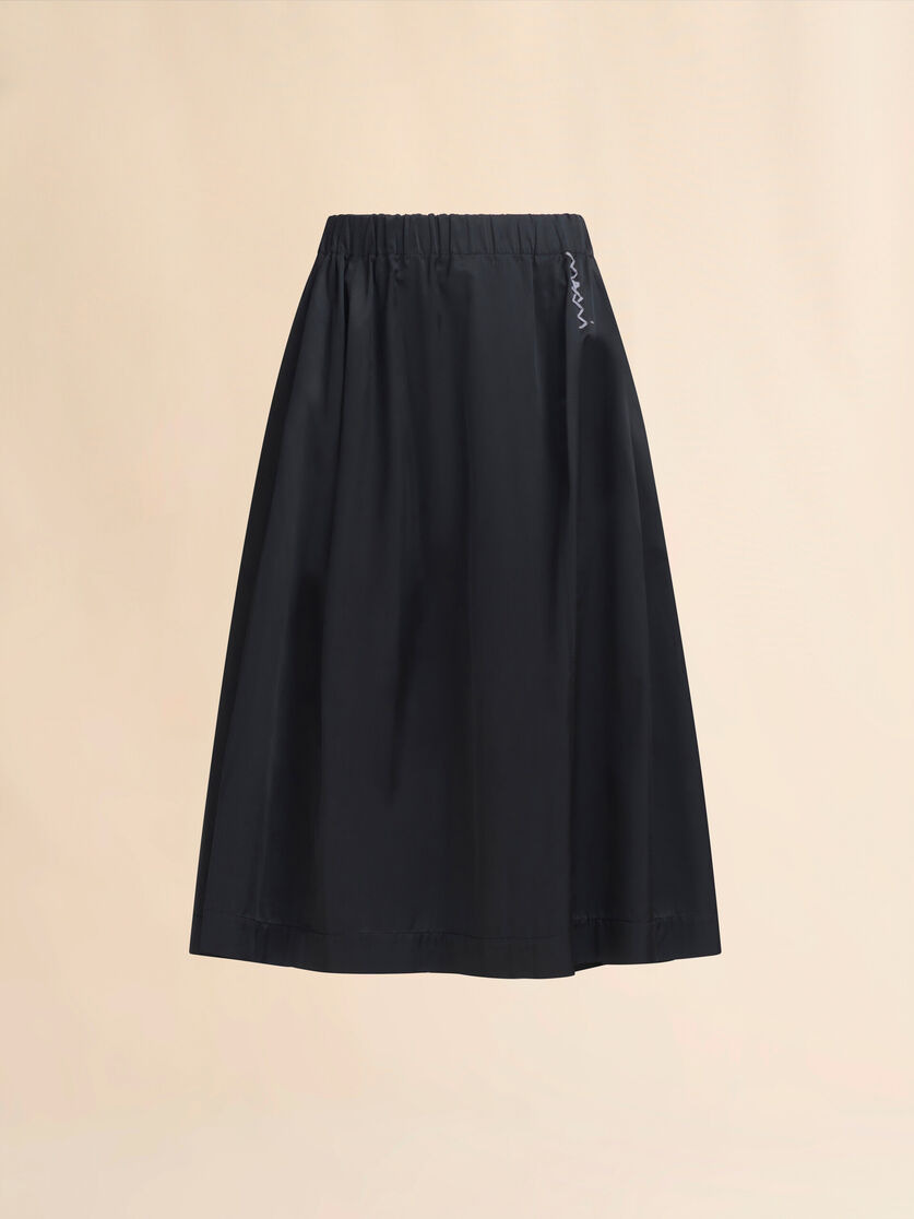 BLACK TAFFETA WIDE SKIRT WITH MARNI SYMBOL - 1