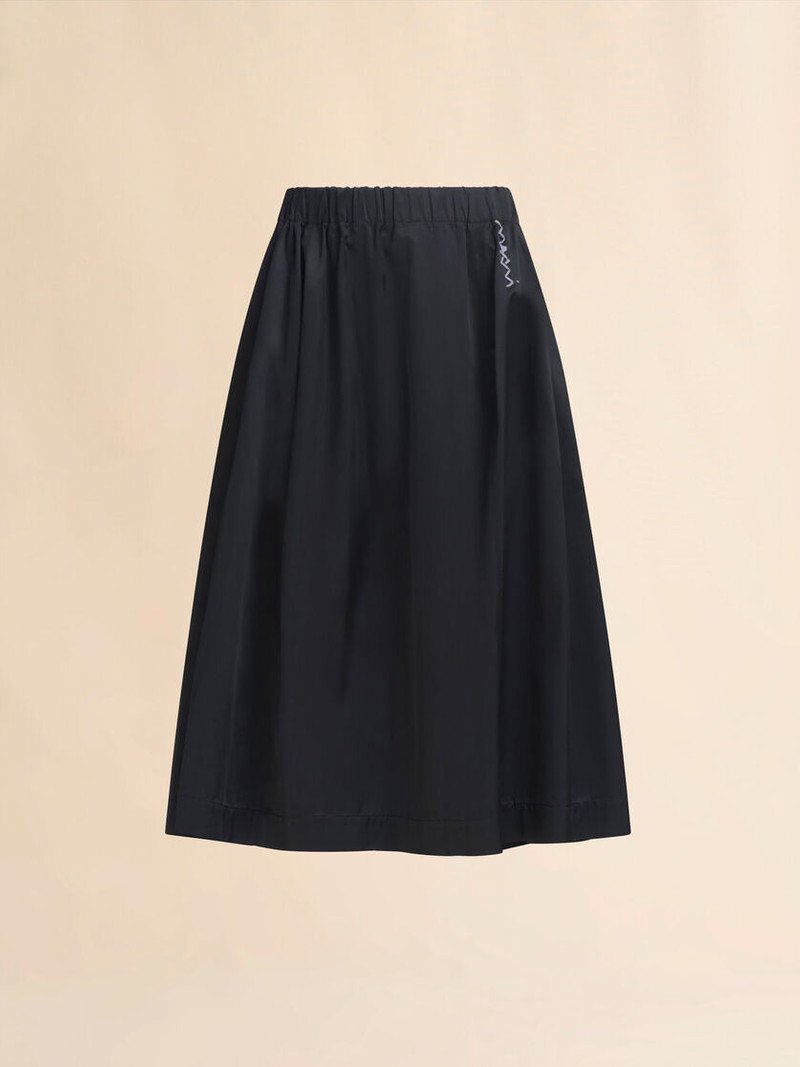 BLACK TAFFETA WIDE SKIRT WITH MARNI SYMBOL 1