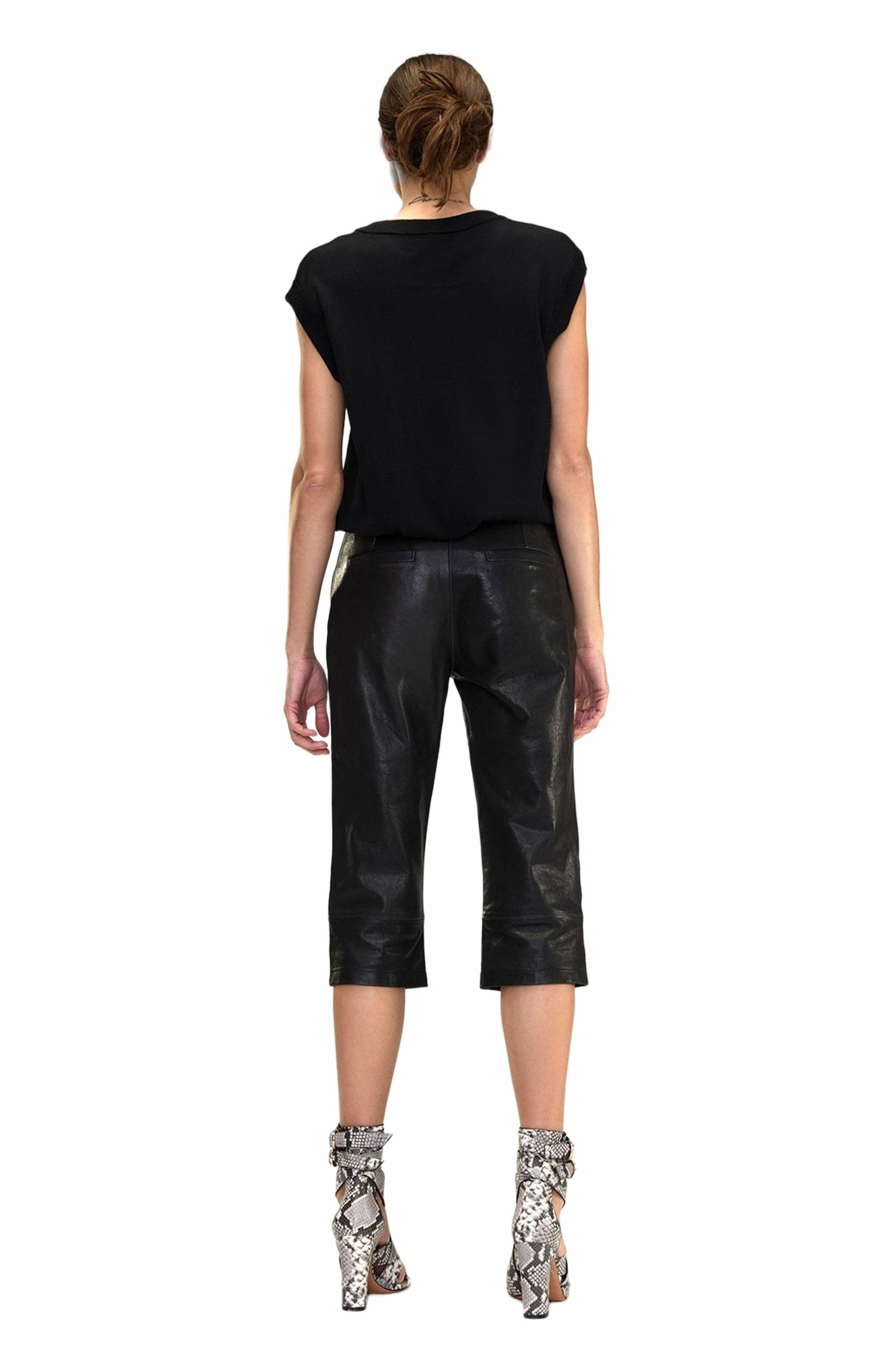 Cynthia Rowley LEATHER CAPRIS in Black at Nordstrom - 4