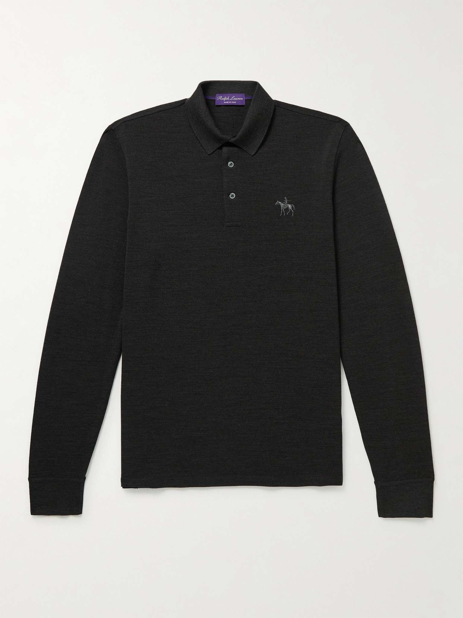 Logo-Embroidered Wool-Piqué Polo Shirt - 1