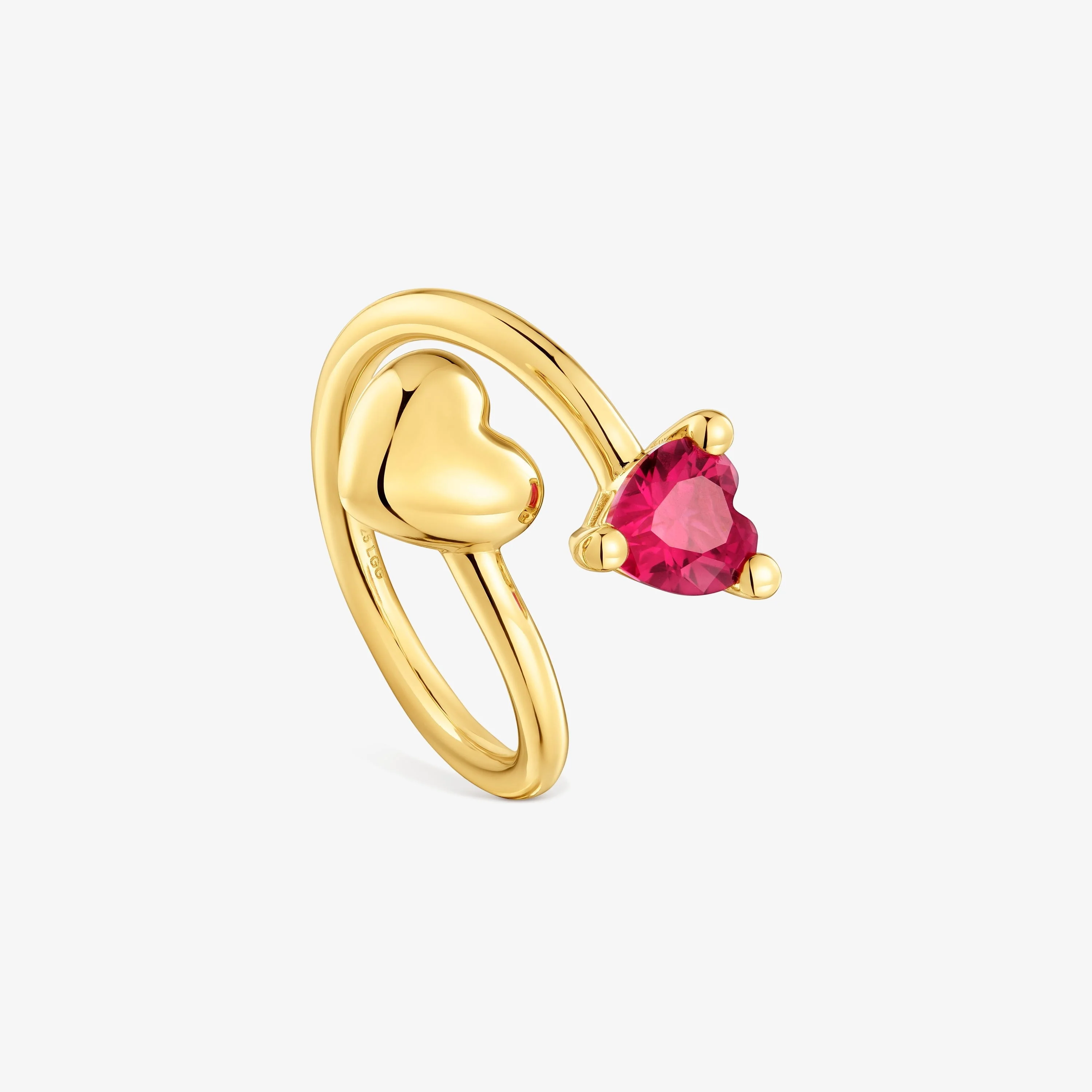 18K gold vermeil open Ring with lab-grown ruby Garden of Love LGG - 1