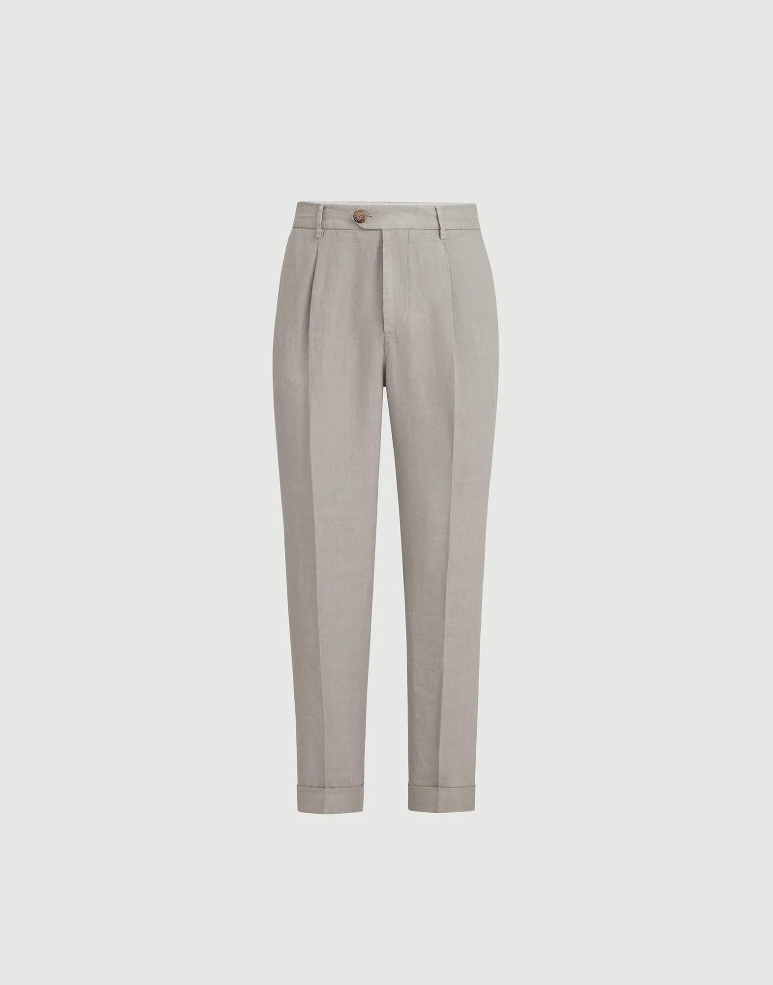 Garment-dyed trousers in linen gabardine with pleat - 1