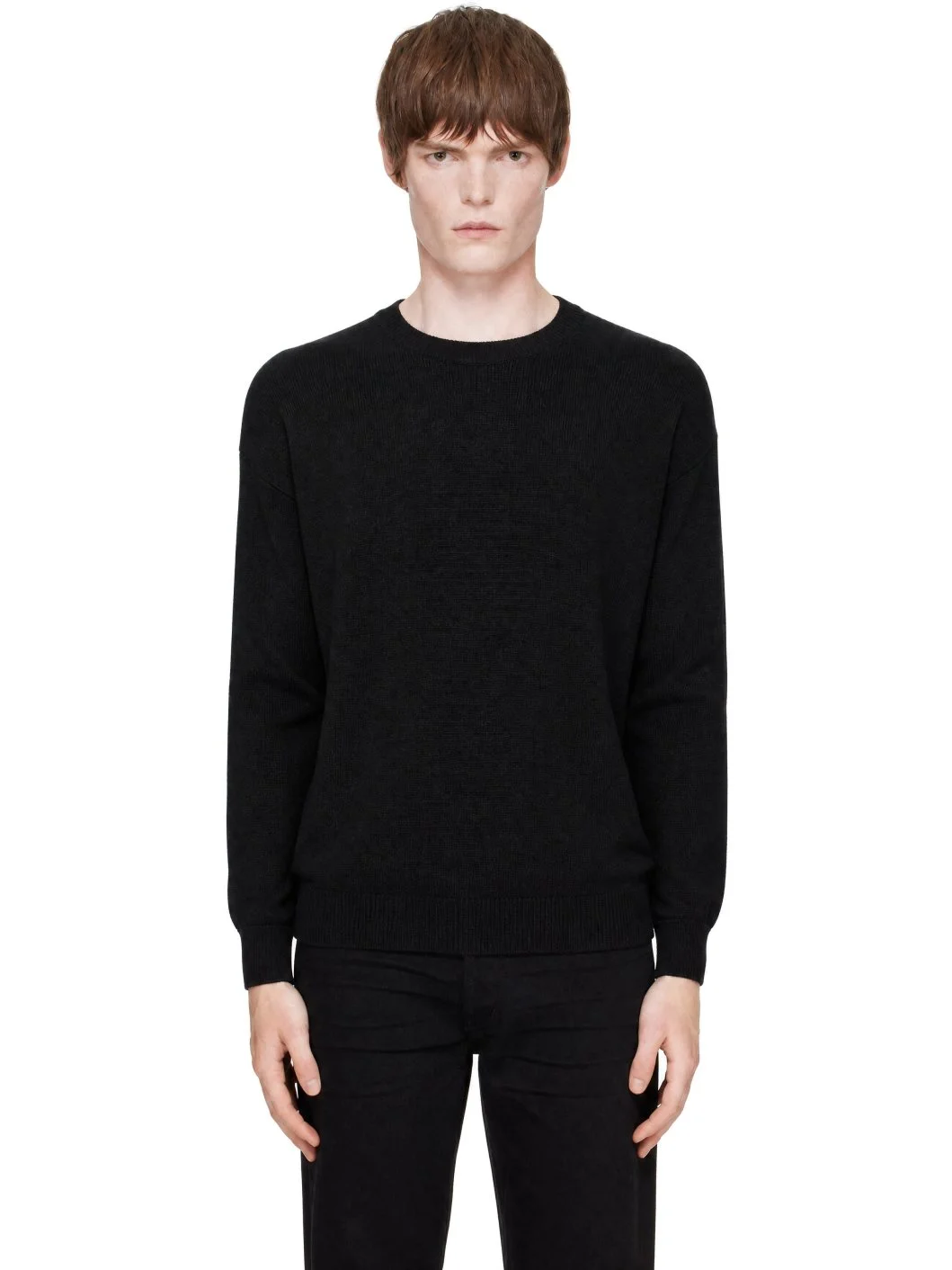 Black Cashmere Crew Neck Sweater - 1