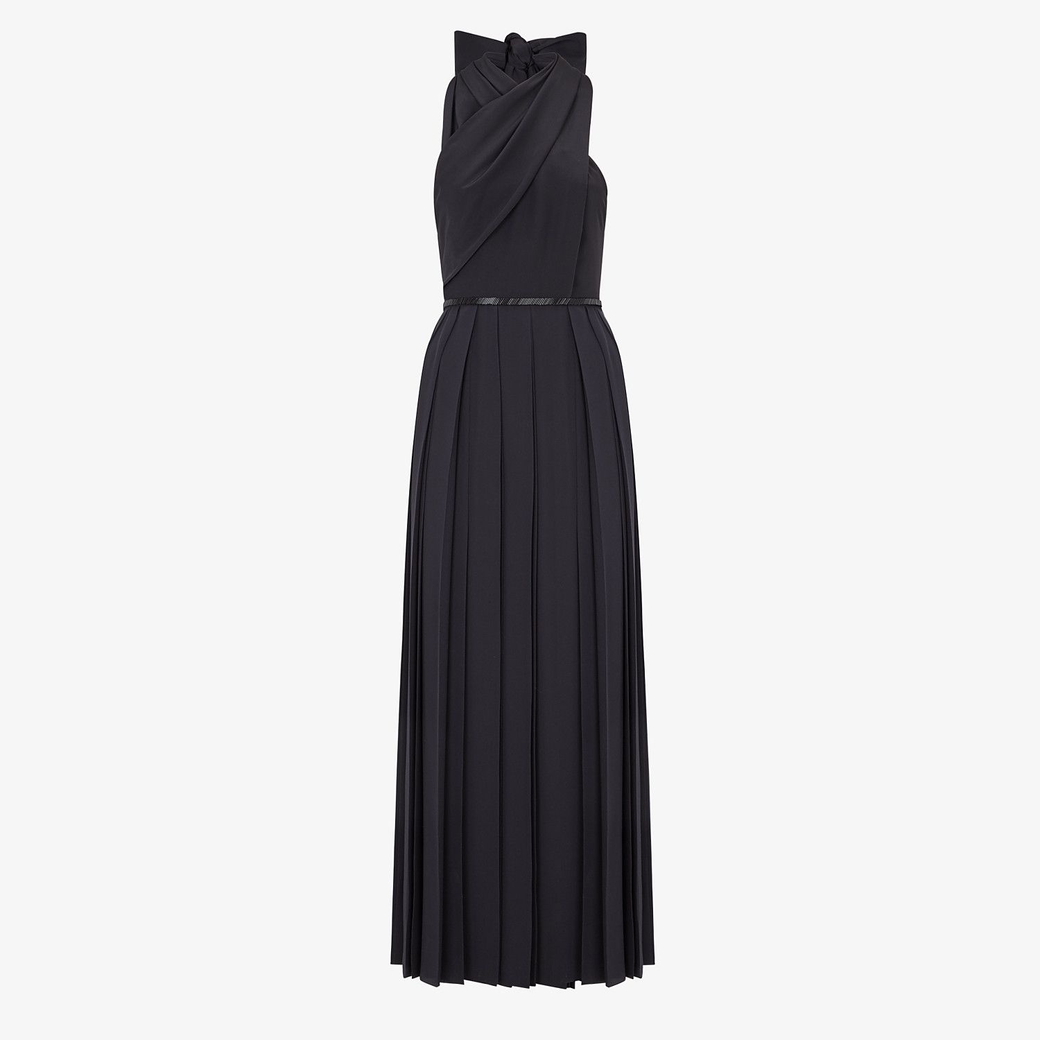 Black silk crêpe de chine dress - 1
