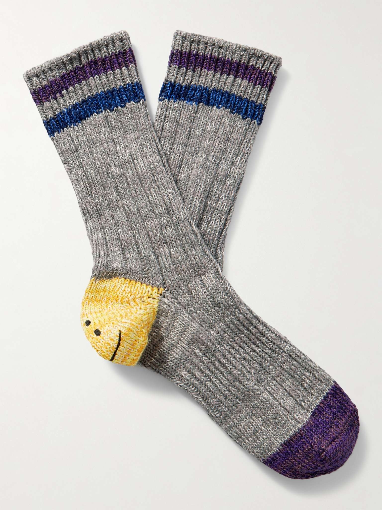 Intarsia Cotton and Hemp-Blend Socks - 1