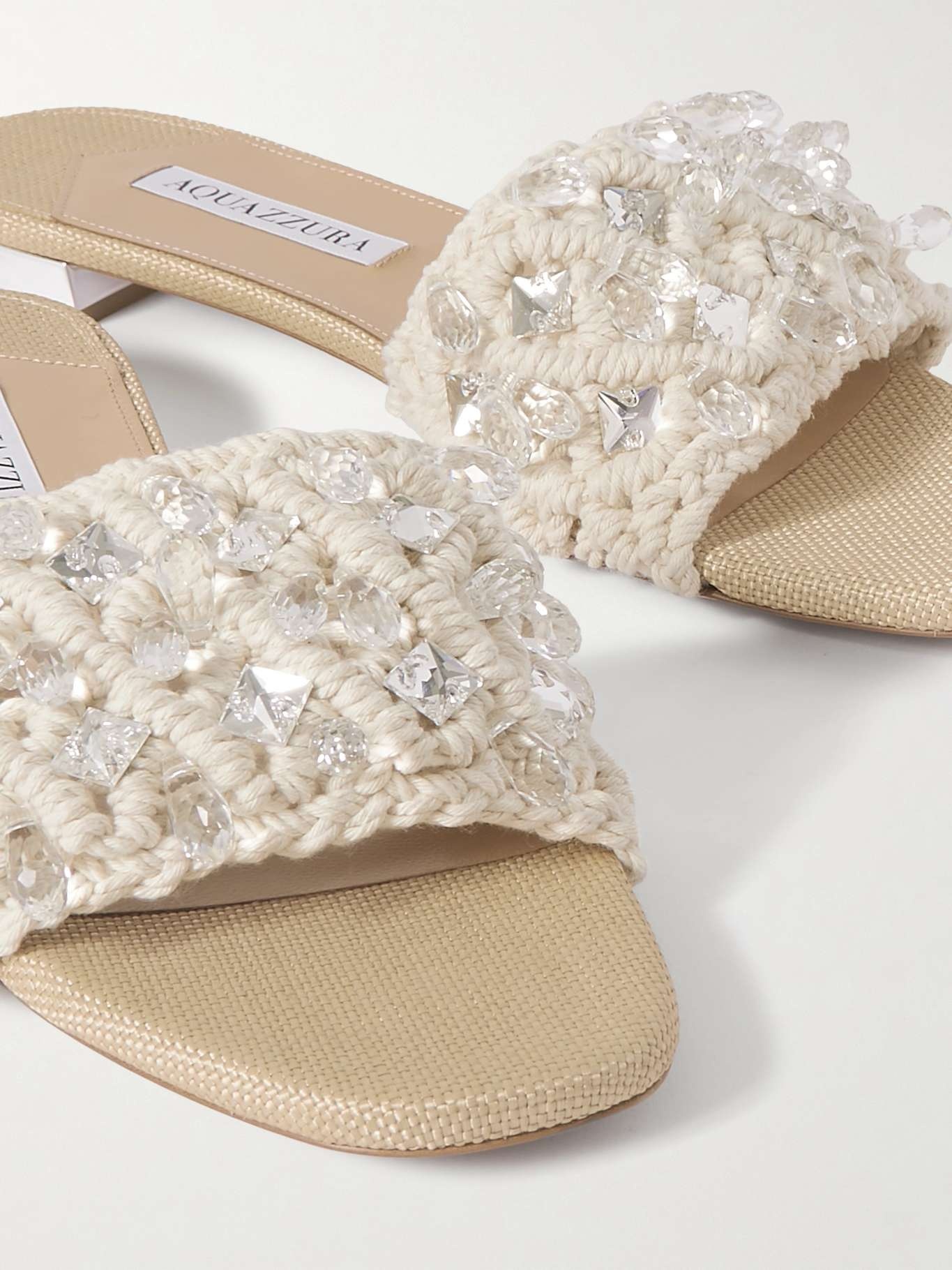 Crystal Cote embellished crocheted cotton sandals - 4