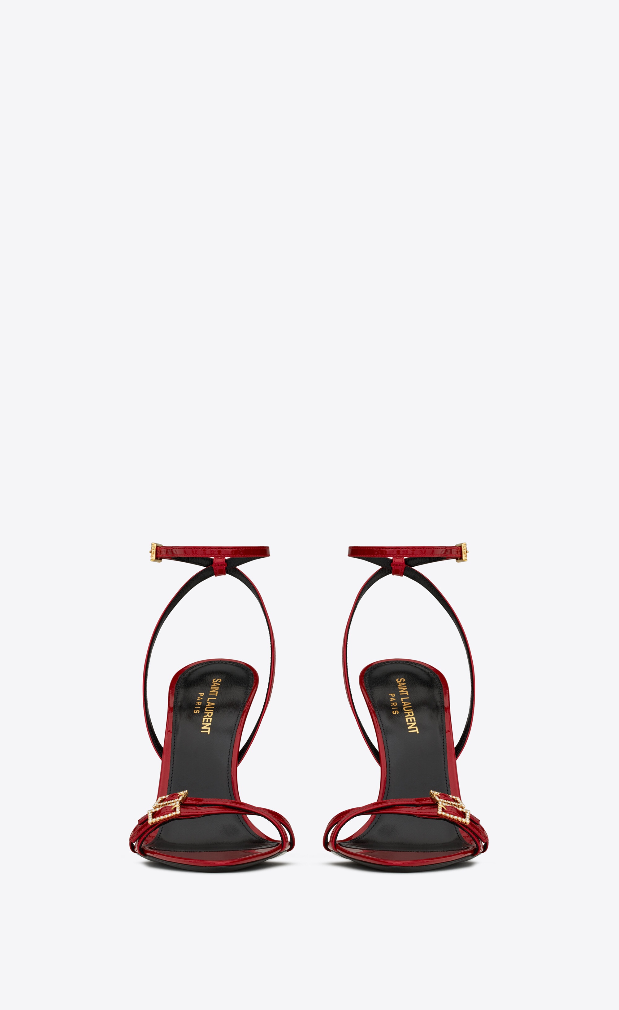 SAINT LAURENT lila sandals in patent leather | REVERSIBLE