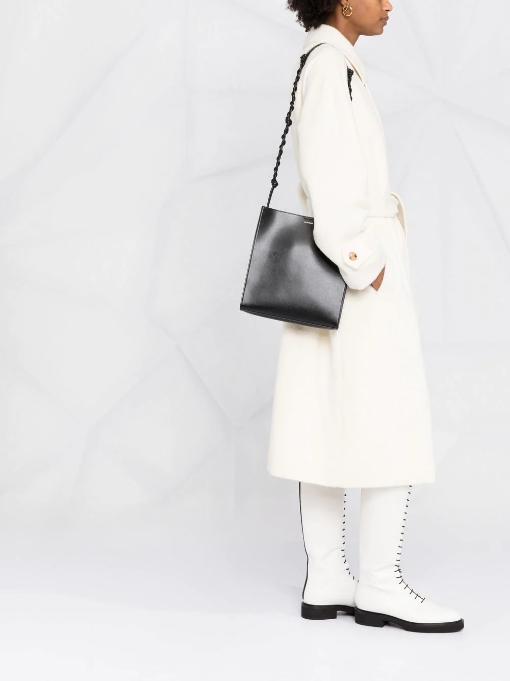 logo-print leather shoulder bag - 2