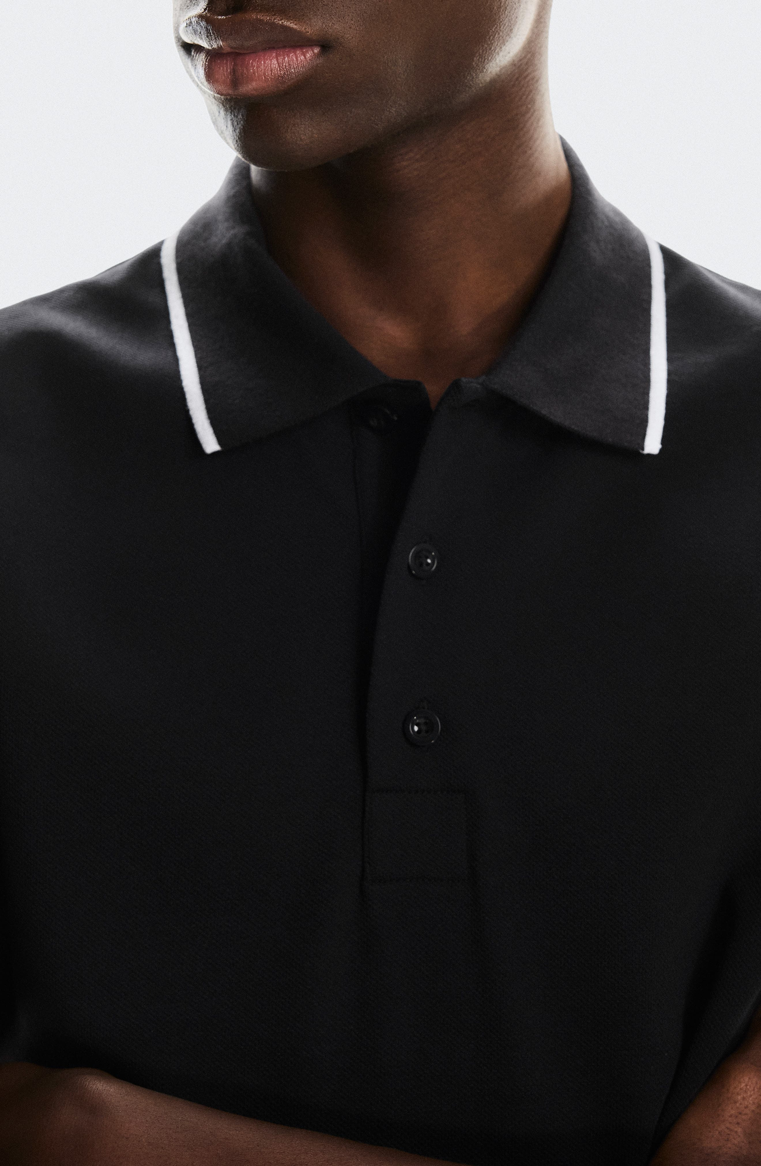 On Courtside Tipped Piqué Polo in Black at Nordstrom - 4