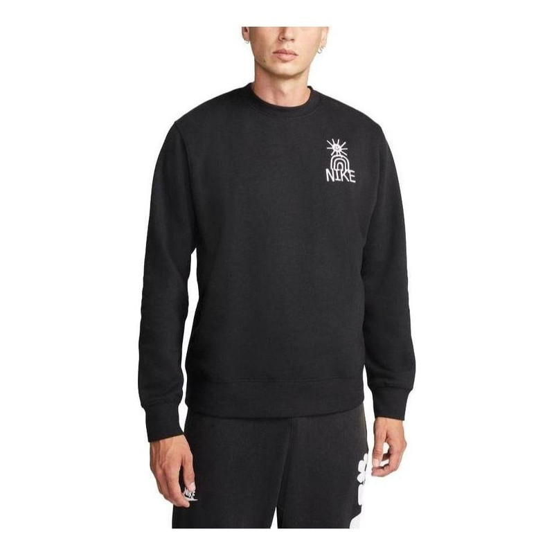 Nike Sportswear Fleece Crew Neck Sweatshirt 'Black' DQ4072-010 - 1