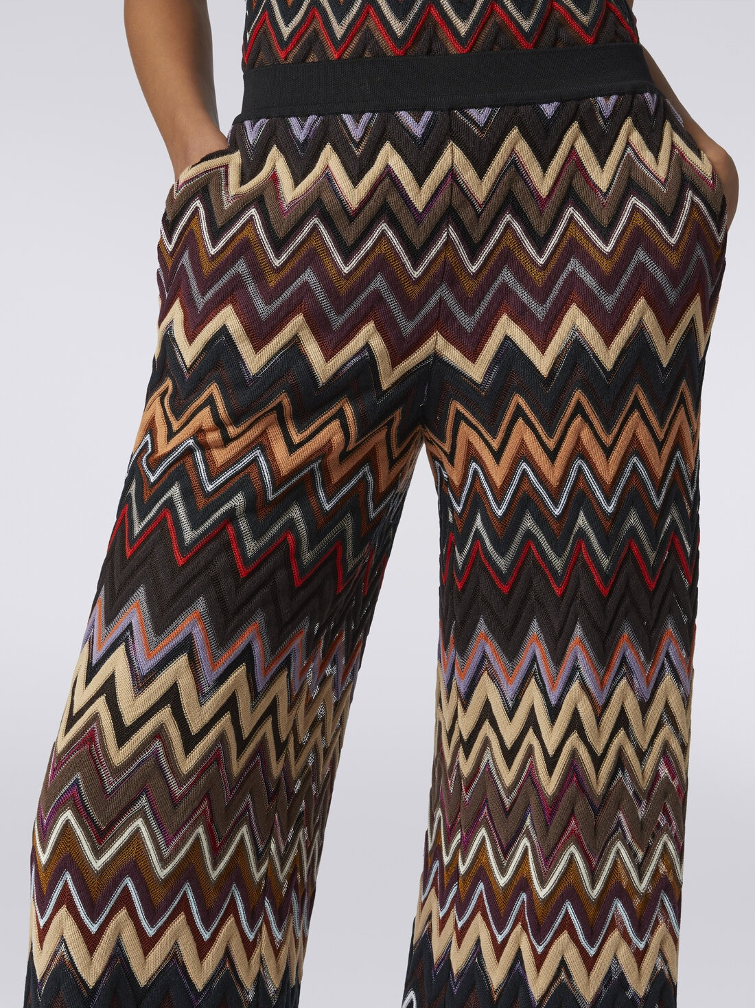 Palazzo trousers in wool and viscose with zigzag pattern - 5