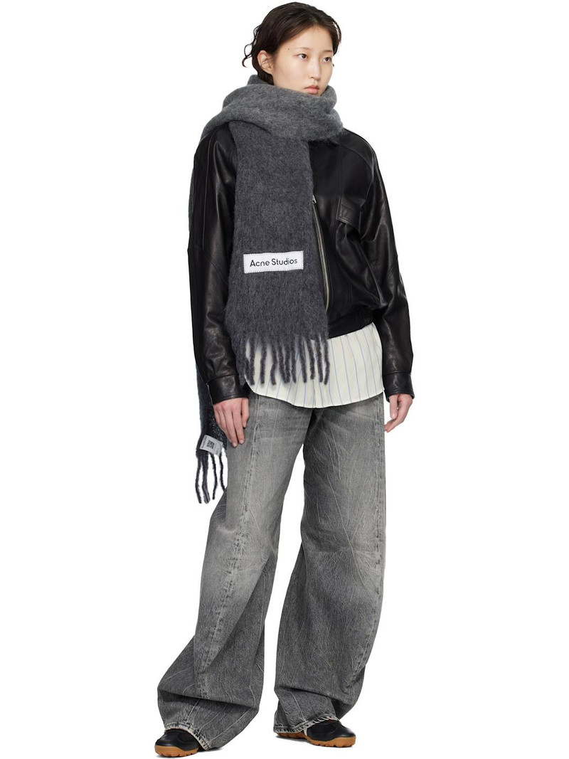 Acne Studios Gray Wool Fringe Scarf outlook
