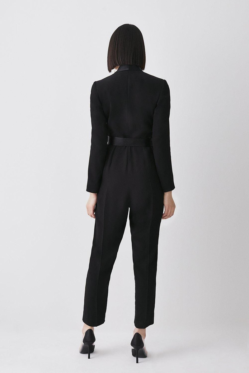 Tailored Tuxedo Belted Wrap Jumpsuit 4