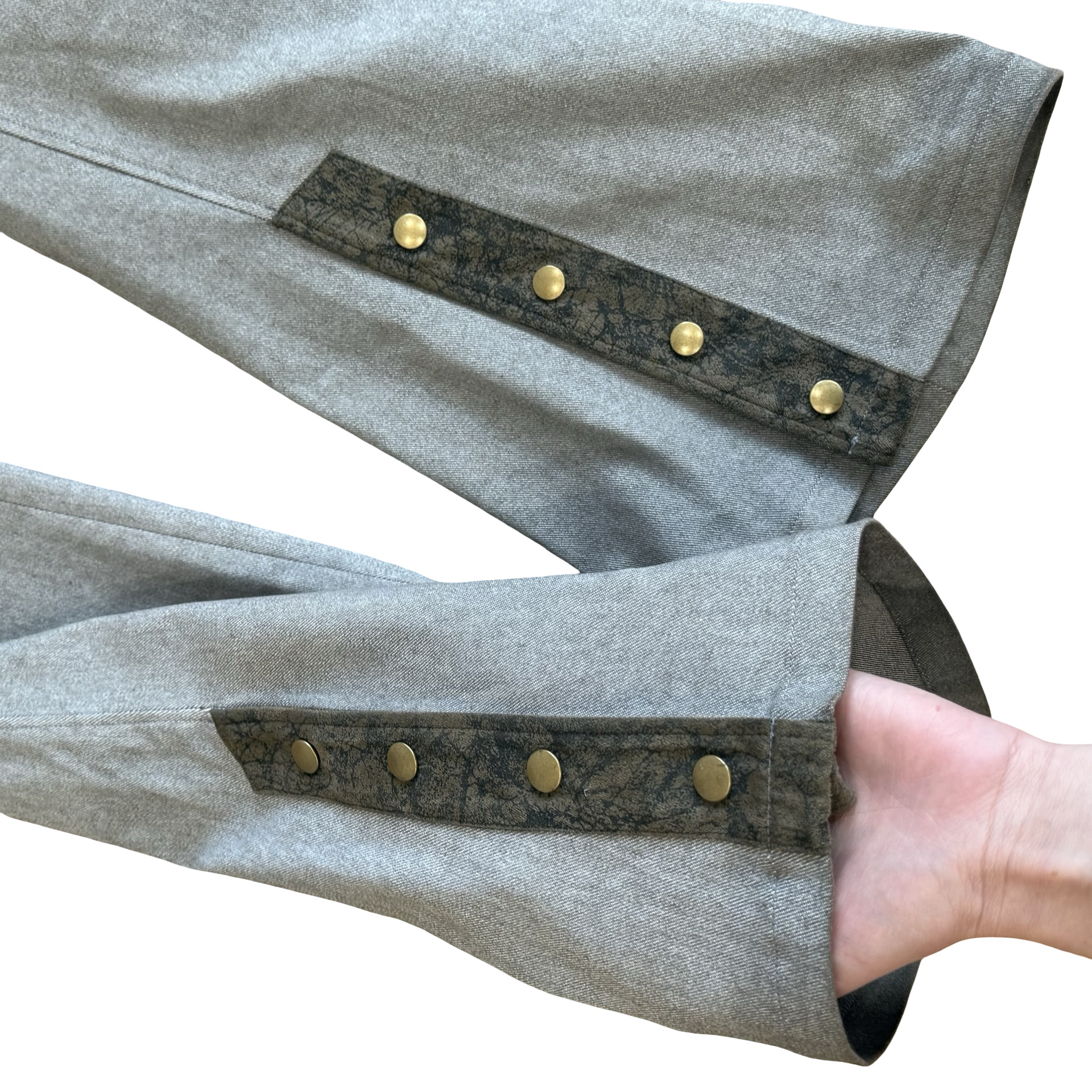 Tornado Mart - Tornado Mart Suede Trim Flare Denim SZ L - 3