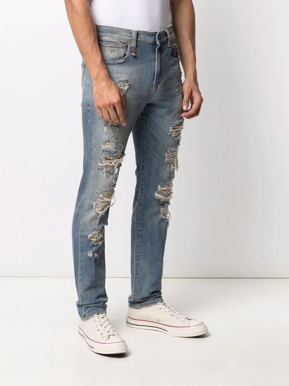 distressed-effect straight-leg jeans - 3