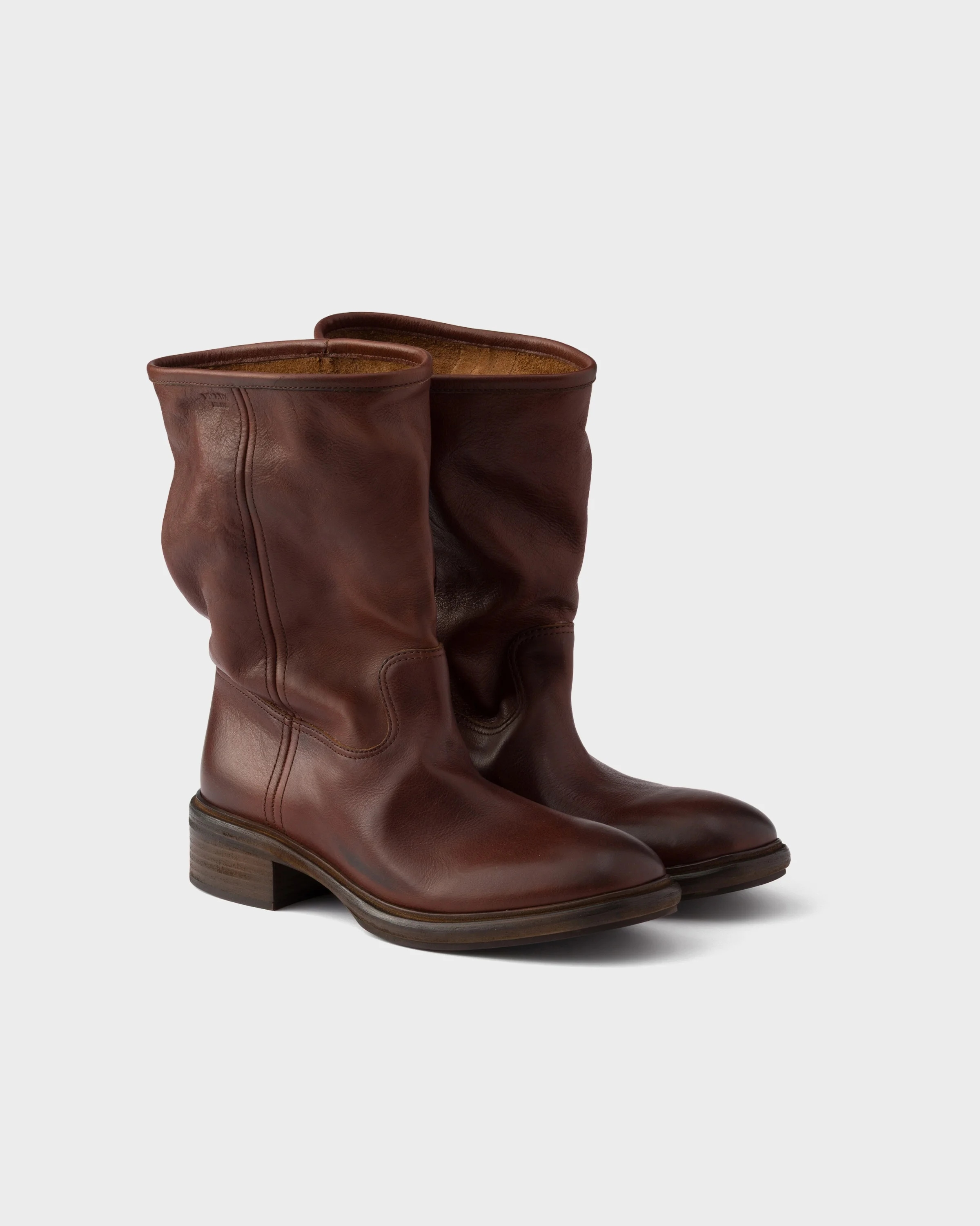 Vintage-effect leather boots - 1