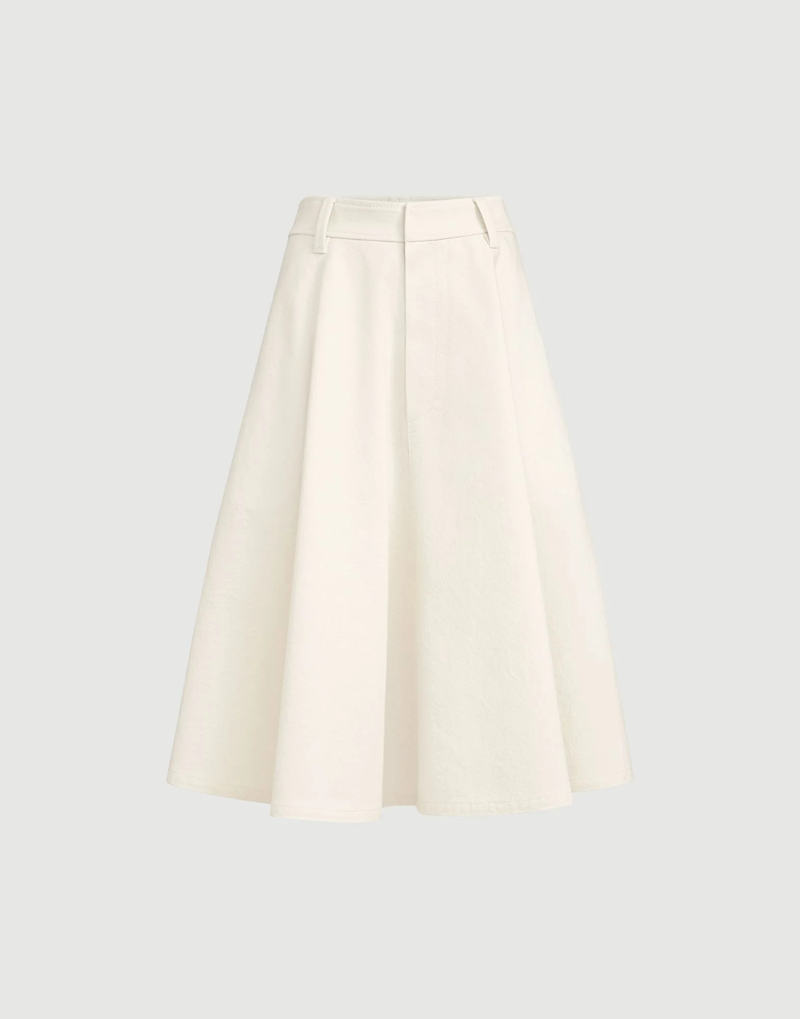 Dyed cotton and wool wrinkled denim full skirt with monili - 1
