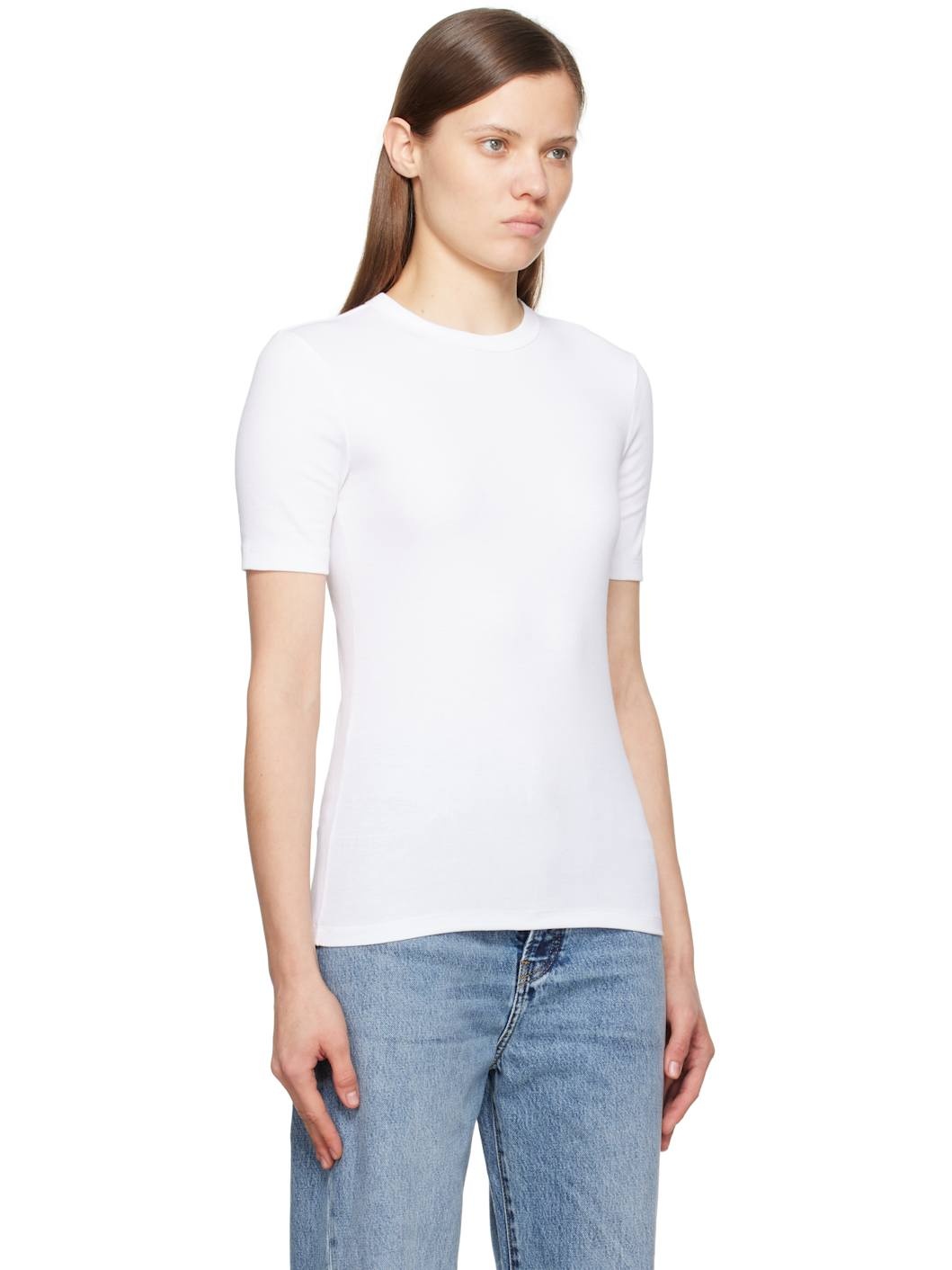 White Classic Rib T-shirt - 2