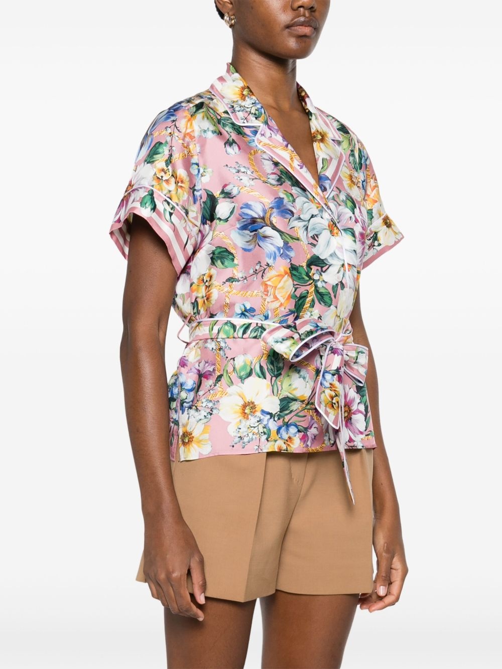 floral-print silk shirt - 3