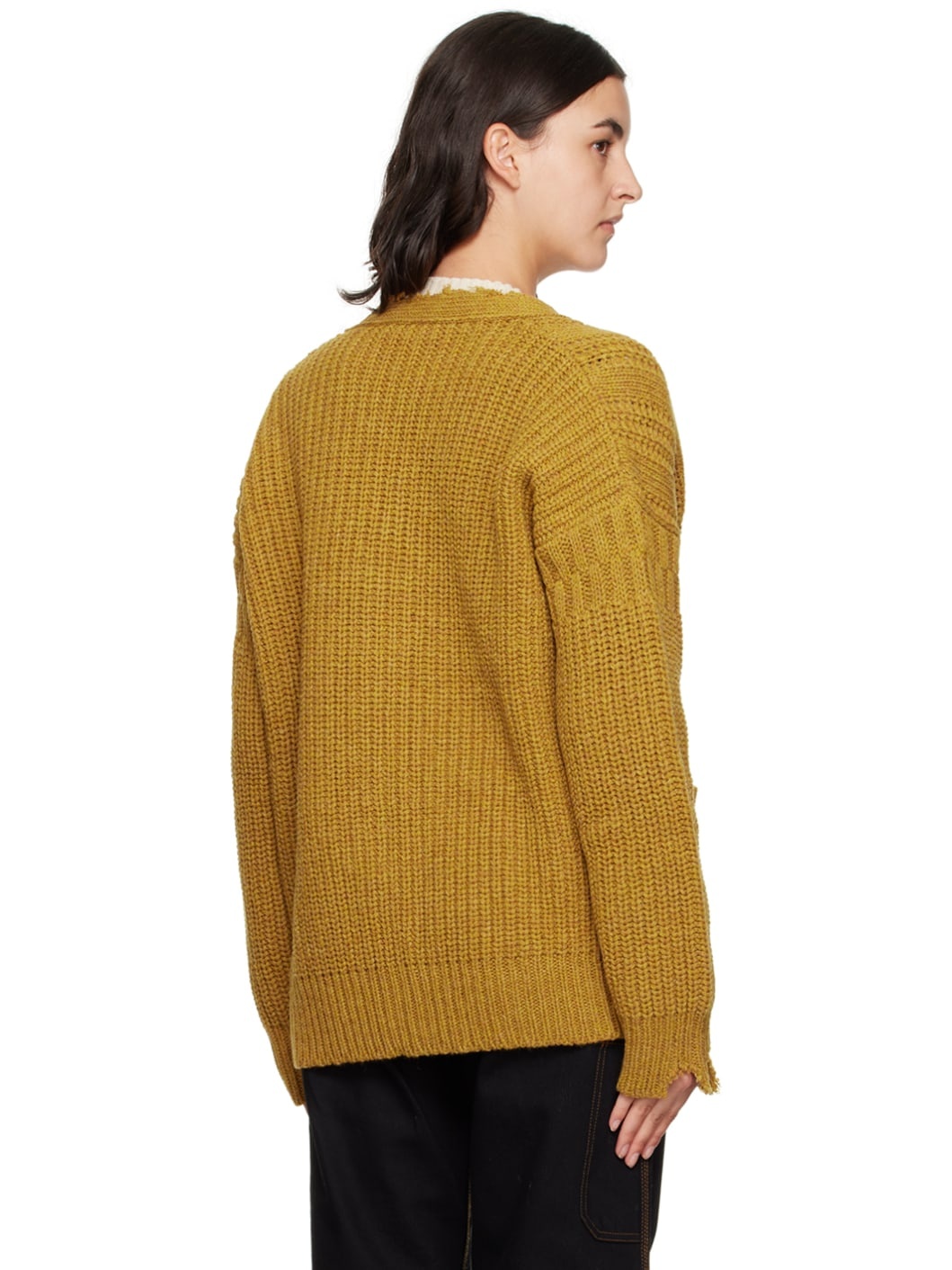 Yellow Raw Edge Cardigan - 3