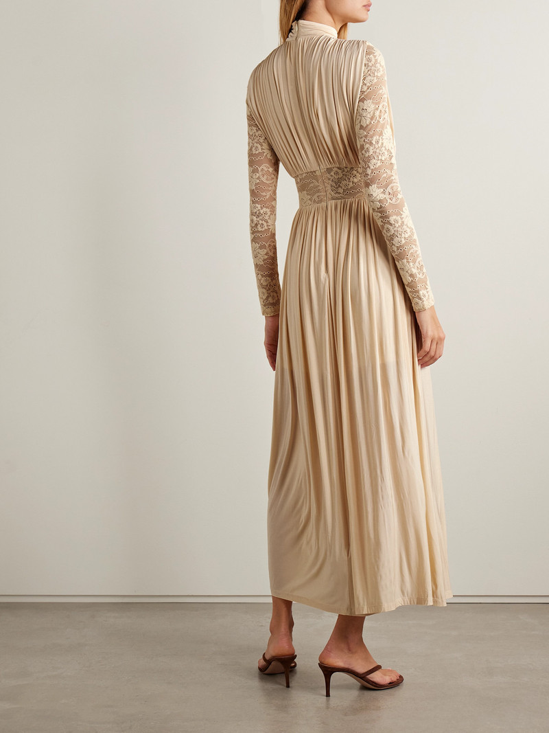 Ruched Stretch-jersey And Lace Maxi Dress 3