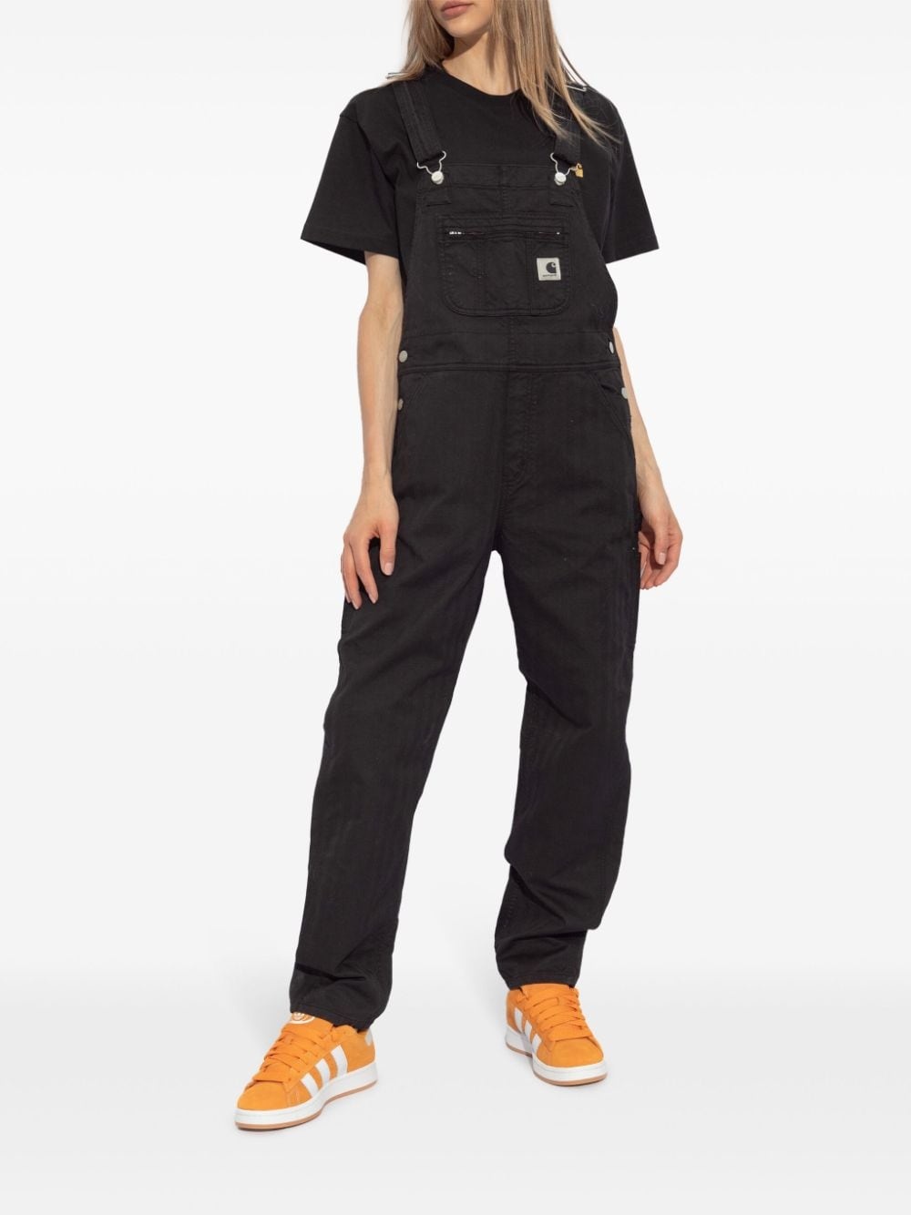 Bib logo-patch denim overalls - 3