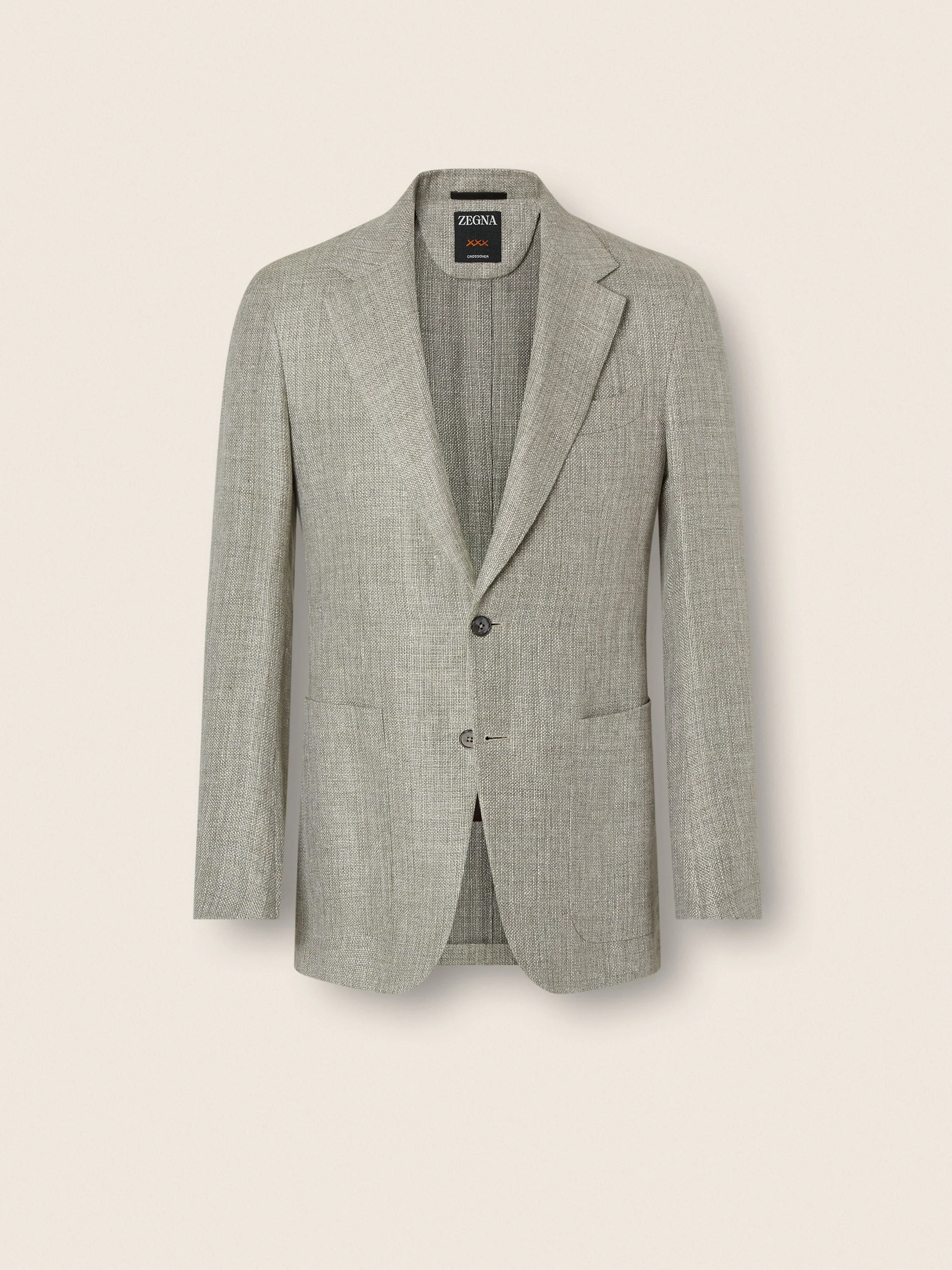 LIGHT GREEN CROSSOVER LINEN WOOL AND SILK JACKET - 1