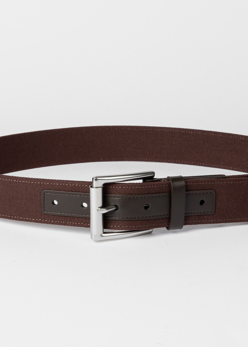 Paul Smith Brown 'Broad Stripe Zebra' Canvas & Leather Belt outlook