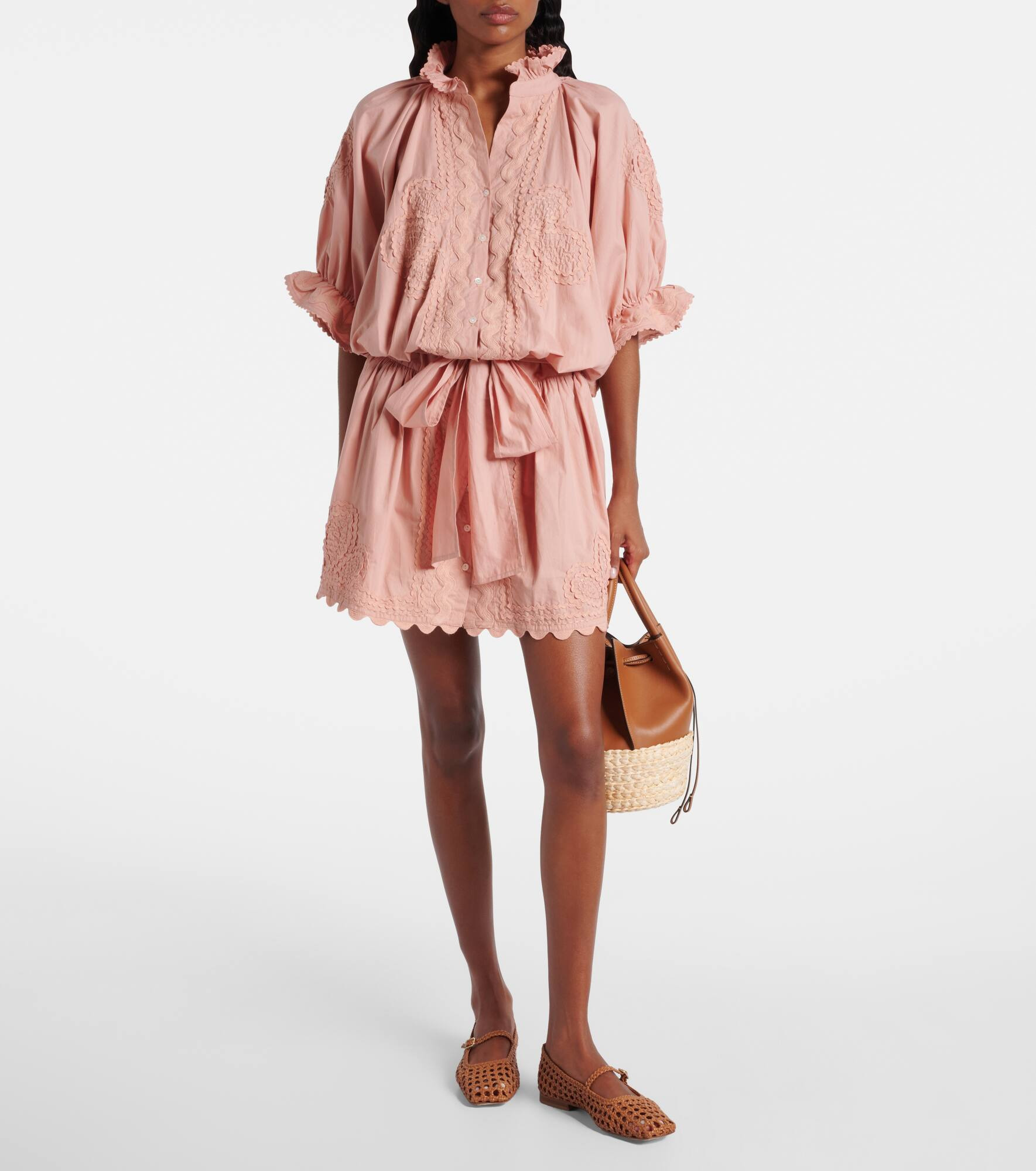Scalloped cotton poplin minidress - 2