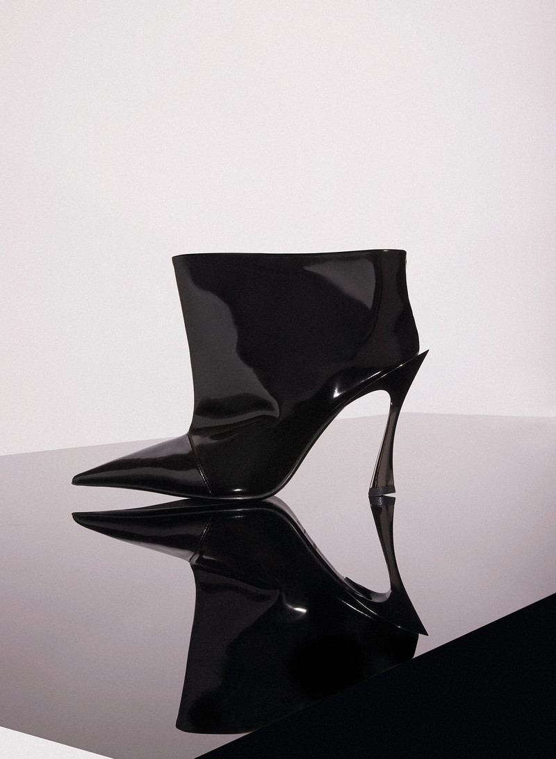MUGLER black shiny leather fang 95 ankle boots outlook