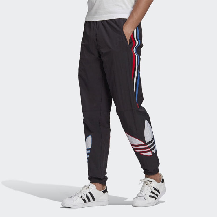 adidas originals Tricol Swtpant Contrasting Colors Stripe Logo Bundle Feet Sports Pants Black GN3577 - 3