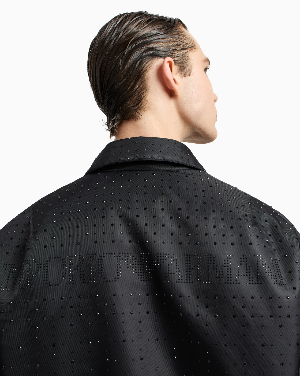 CLUBWEAR SATIN BOMBER JACKET WITH RHINESTONES - 5