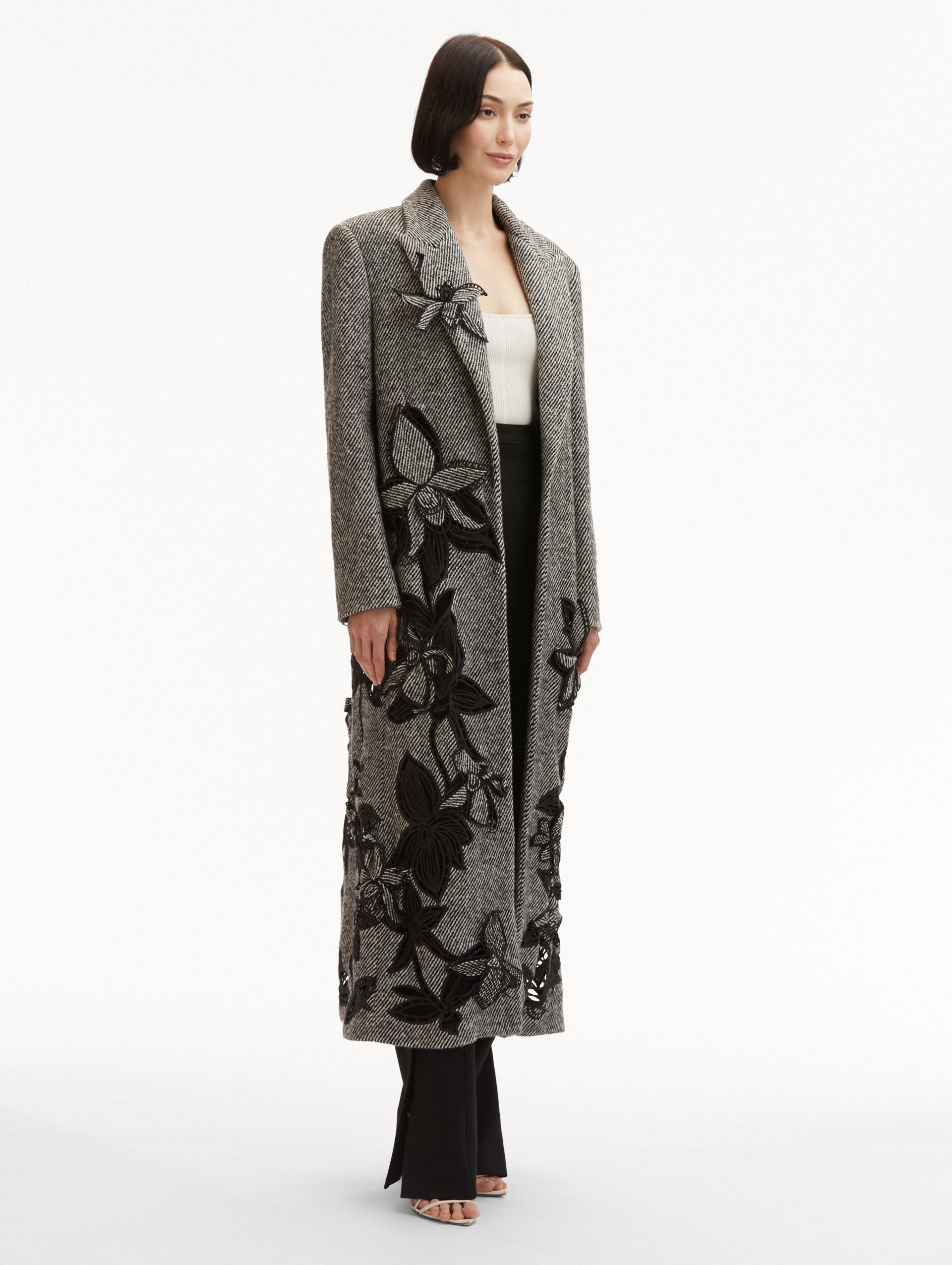 ORCHID EMBROIDERED WOOL COAT - 4