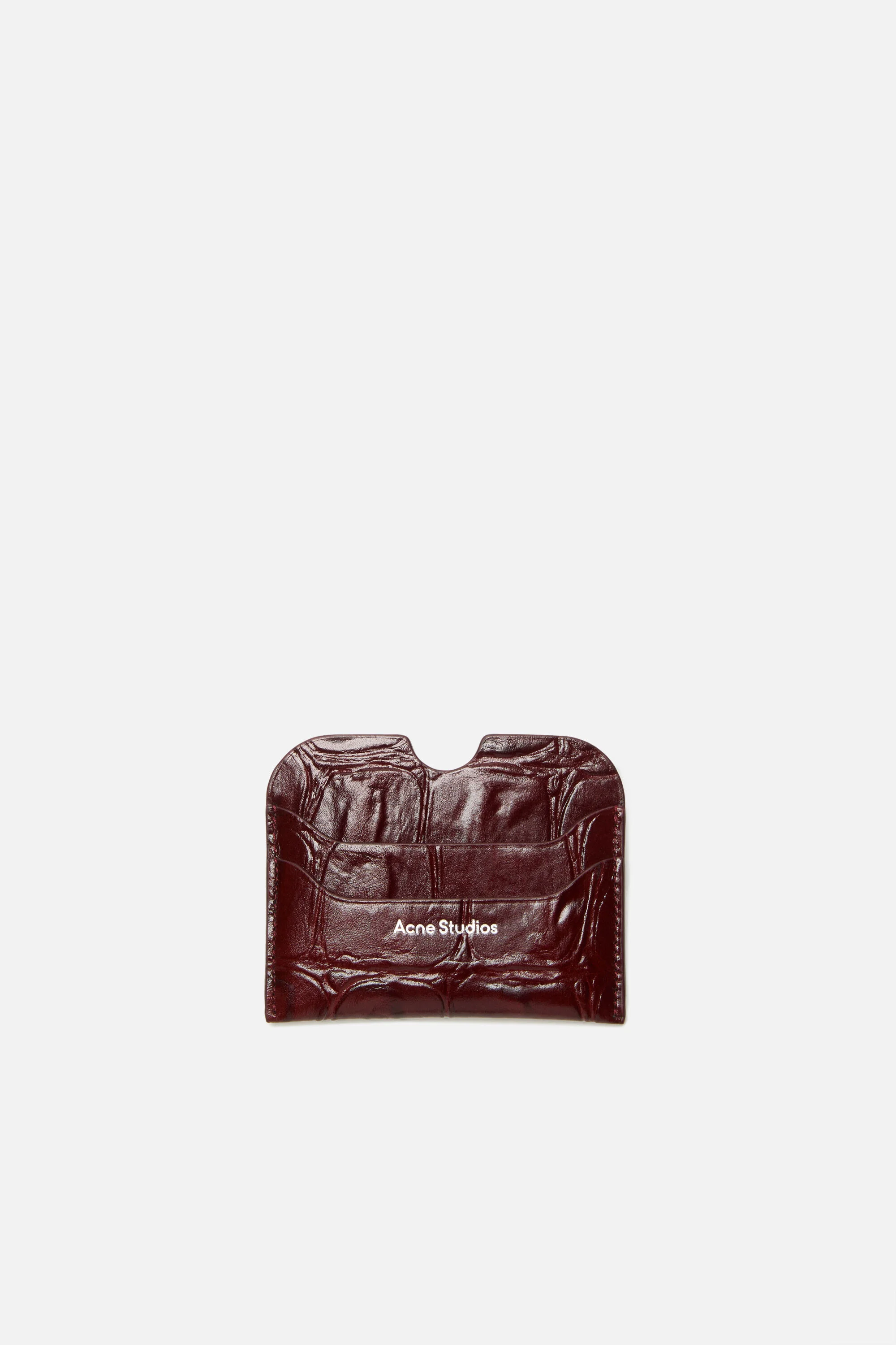 Leather card holder - Burgundy - 1