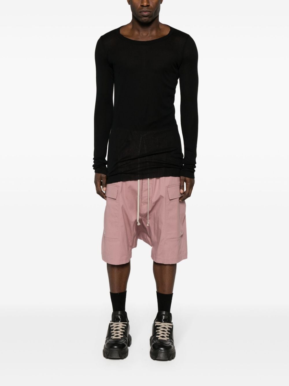 drawstring-waist cargo shorts - 2