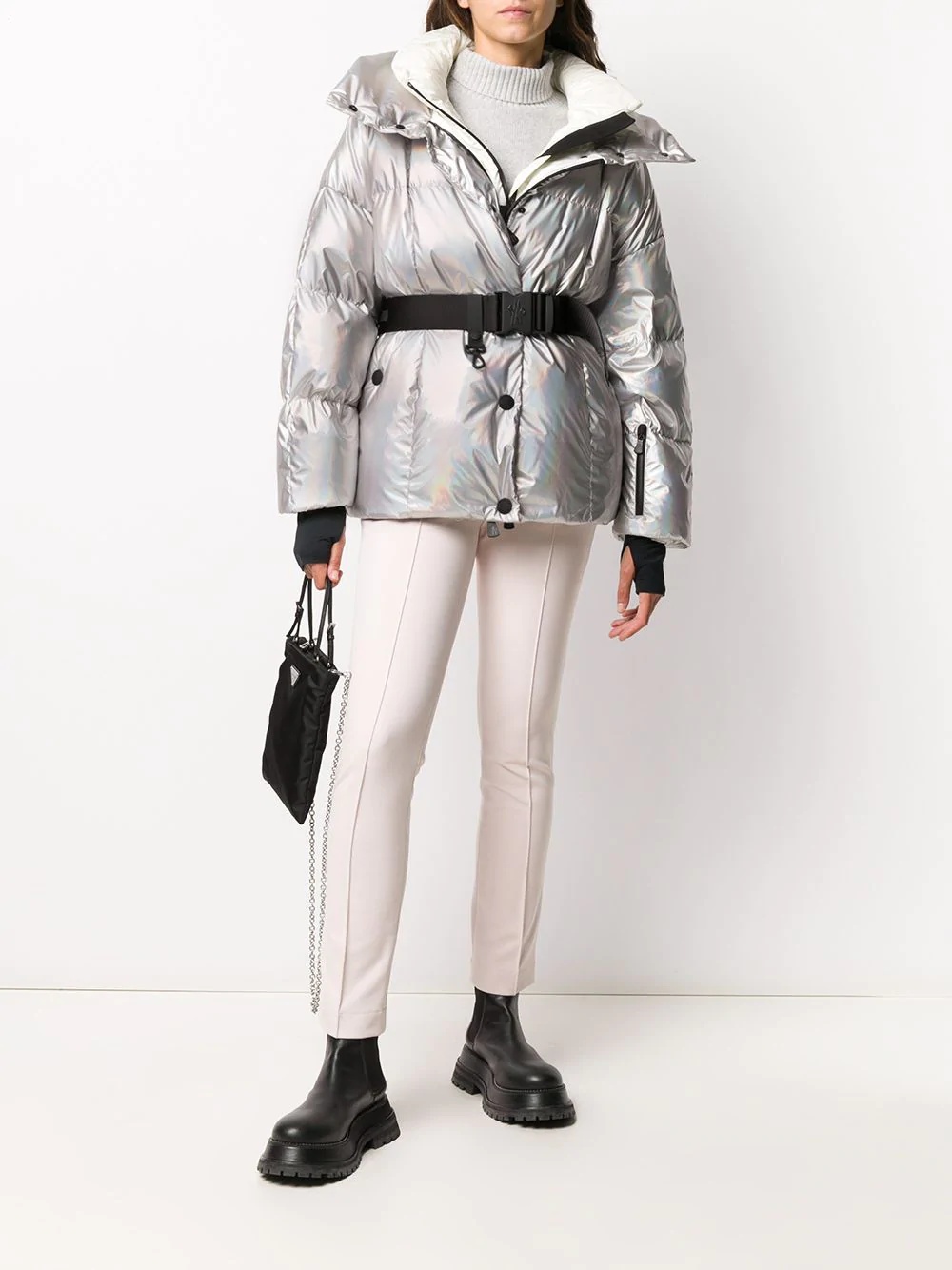 metallic-effect padded jacket - 2