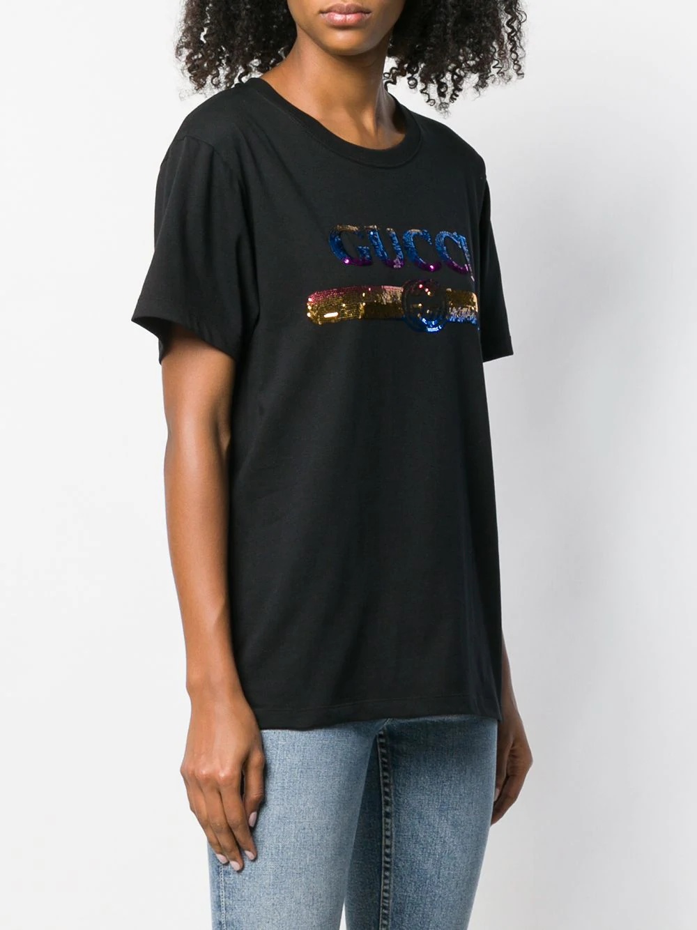 sequinned logo T-shirt - 3