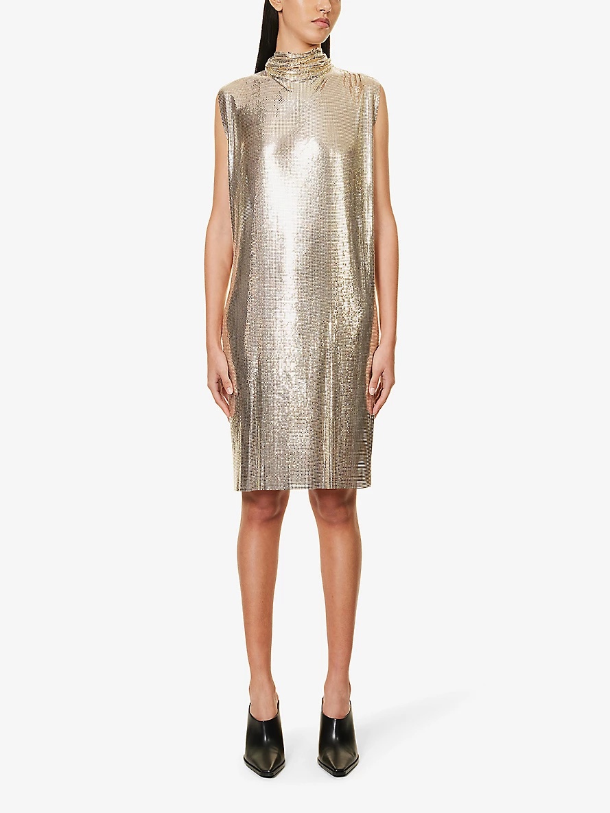 【関税込み】sportmax 'Mantide' dress Sportmax Mantide high-neck brass midi dress | selfridges