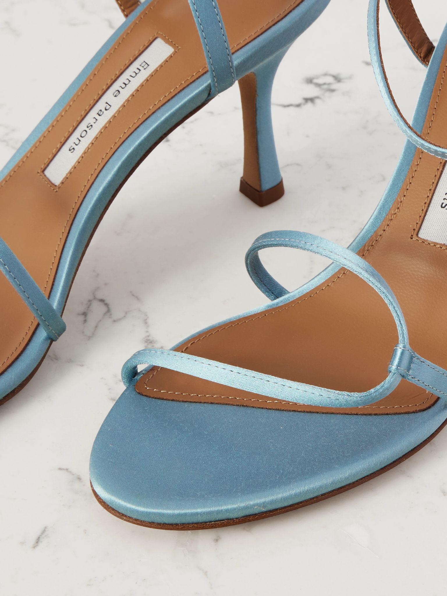 Loop satin sandals Blue - 4
