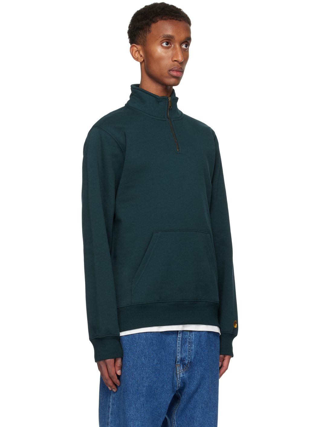 Blue Chase Neck Zip Sweatshirt - 2
