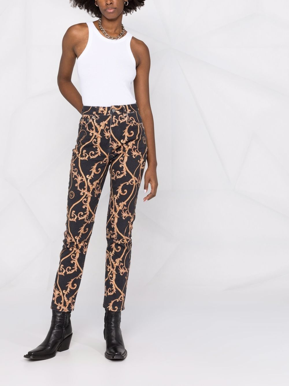 baroque-print jeans - 4