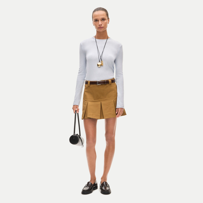 Pleated mini skirt in double poplin 3